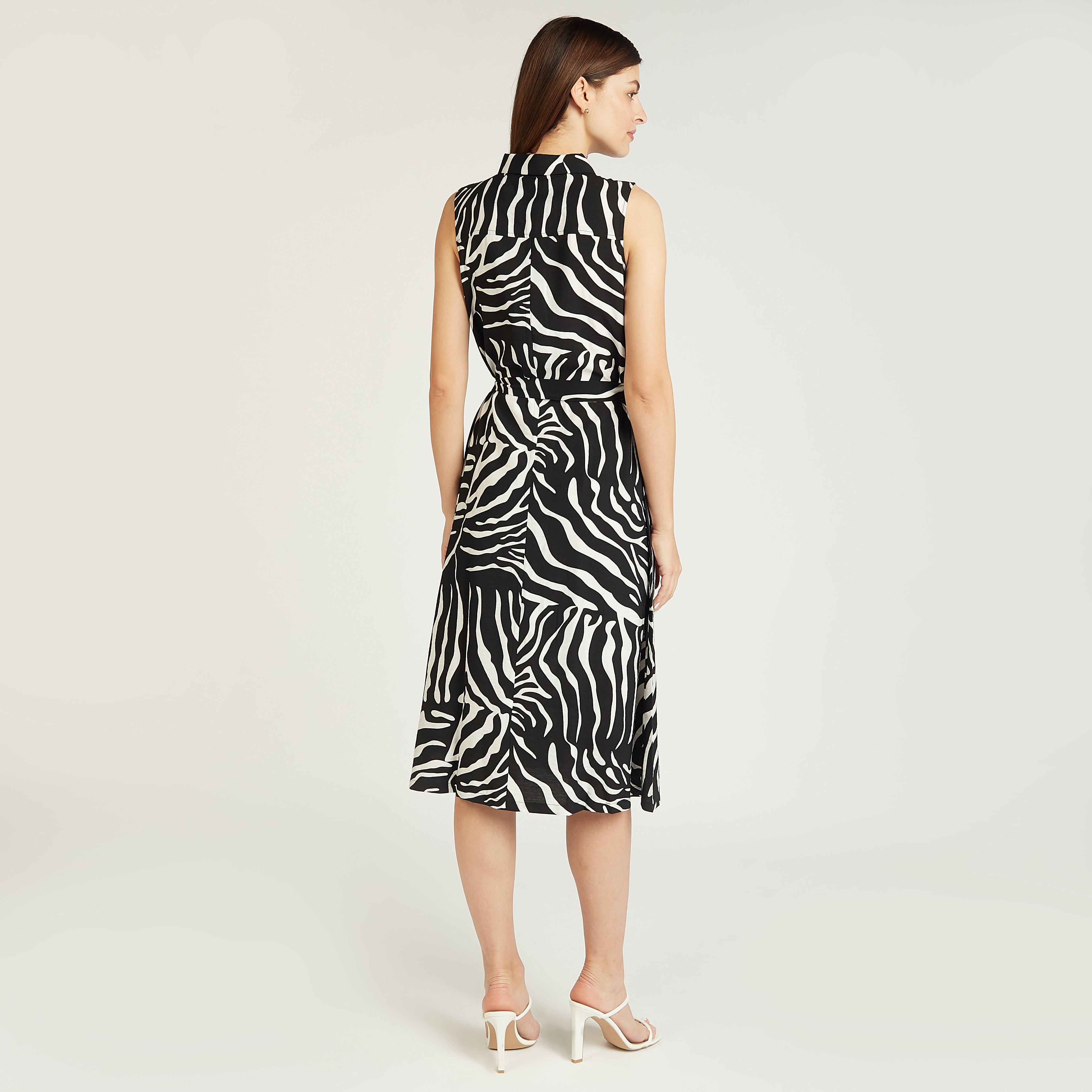 فستان قميص ميدي دون أكمام بطبعات حيوان وياقة عادية وأربطة-women-clothing-dresses-image-4