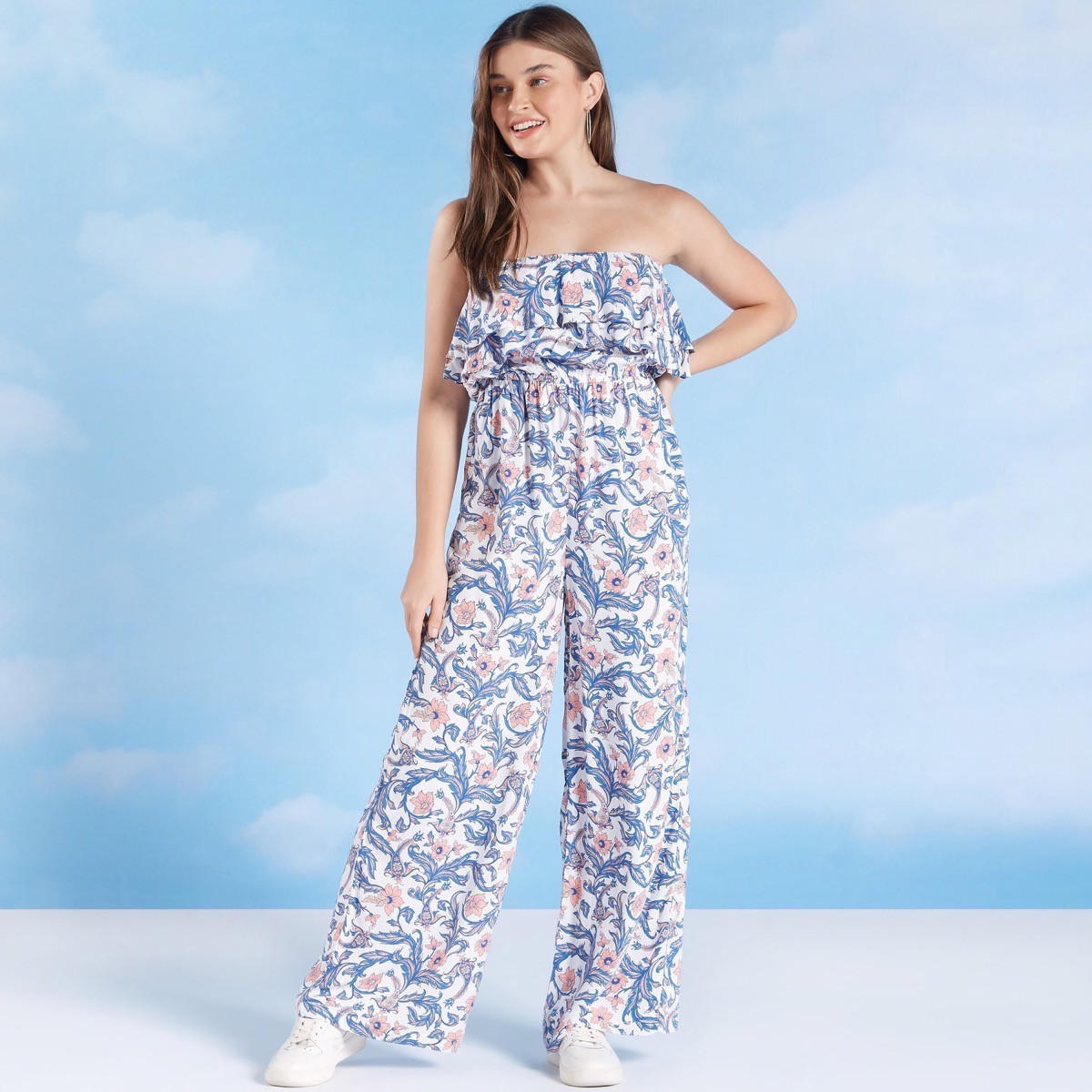 جمبسوت بطبعة زهور مطرز وتفاصيل مكشكشة-women-clothing-jumpsuits-image-1