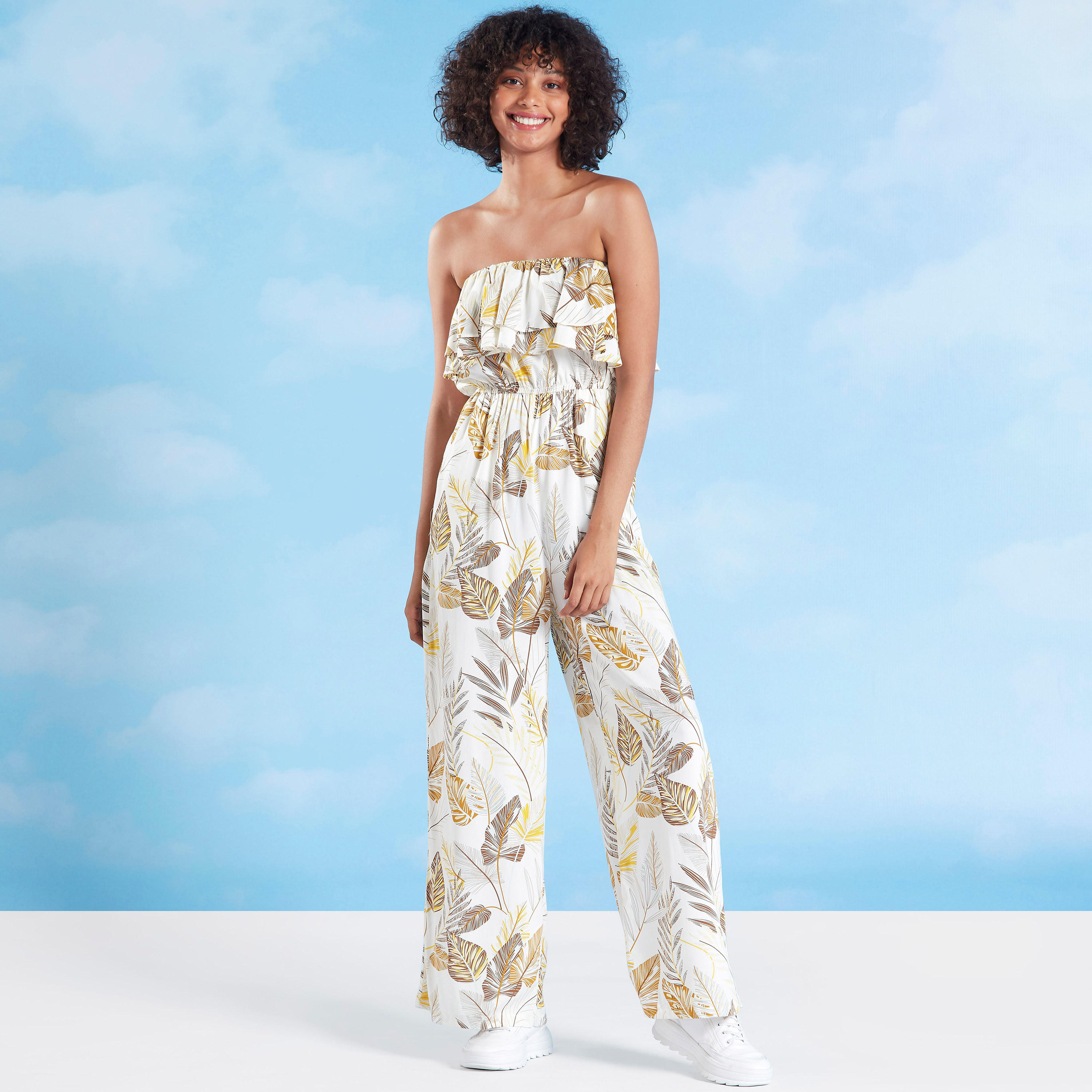 Printed Jumpsuit with Smocking Detail-women-clothing-jumpsuits-image-1
