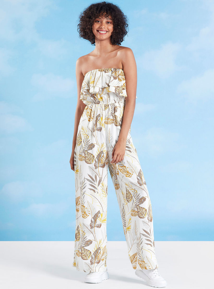 Printed Jumpsuit with Smocking Detail-women-clothing-jumpsuits-image-1
