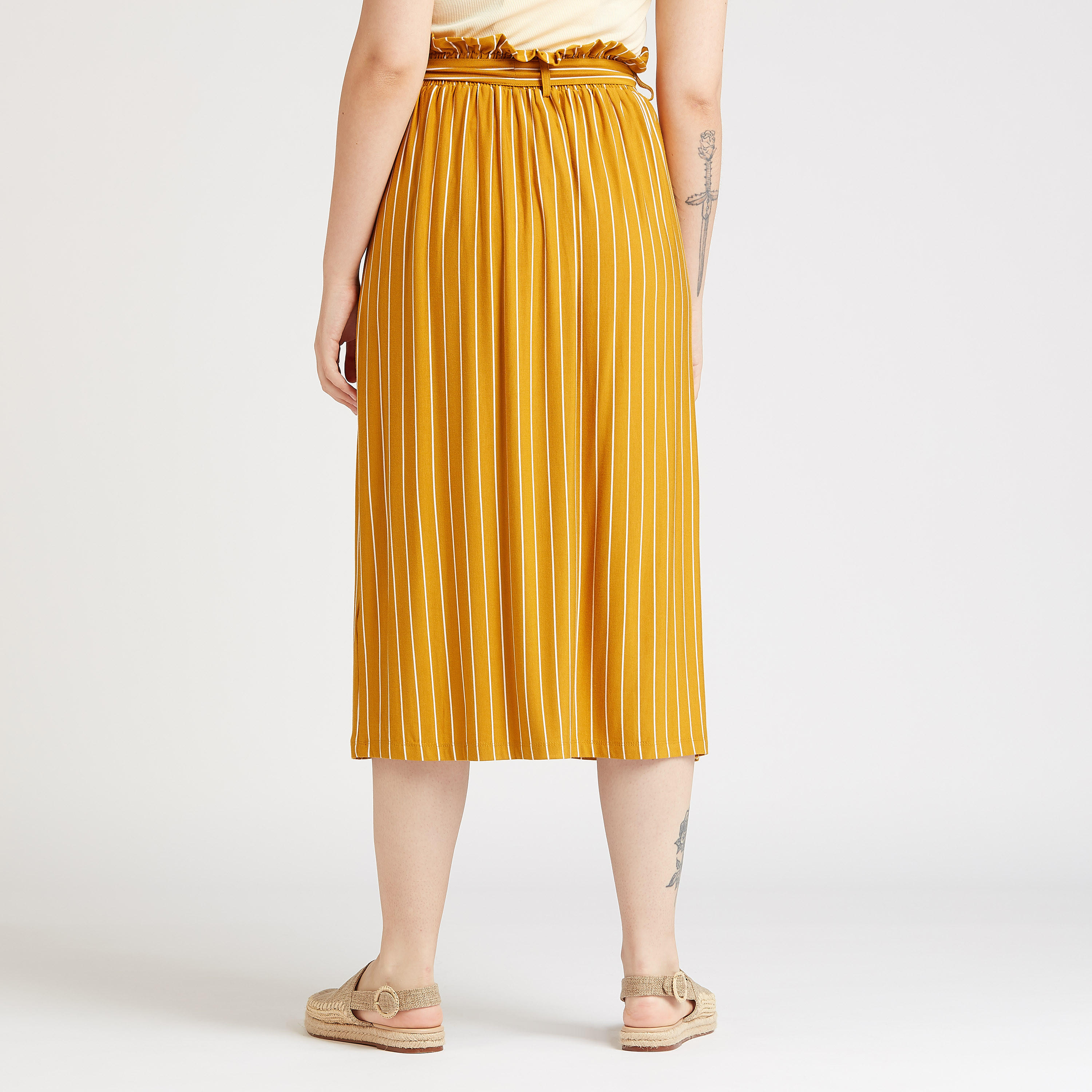 تنّورة ميدي واسعة مخطّطة بخصر بيبرباج وأربطة-women-clothing-bottoms-skirts-image-4