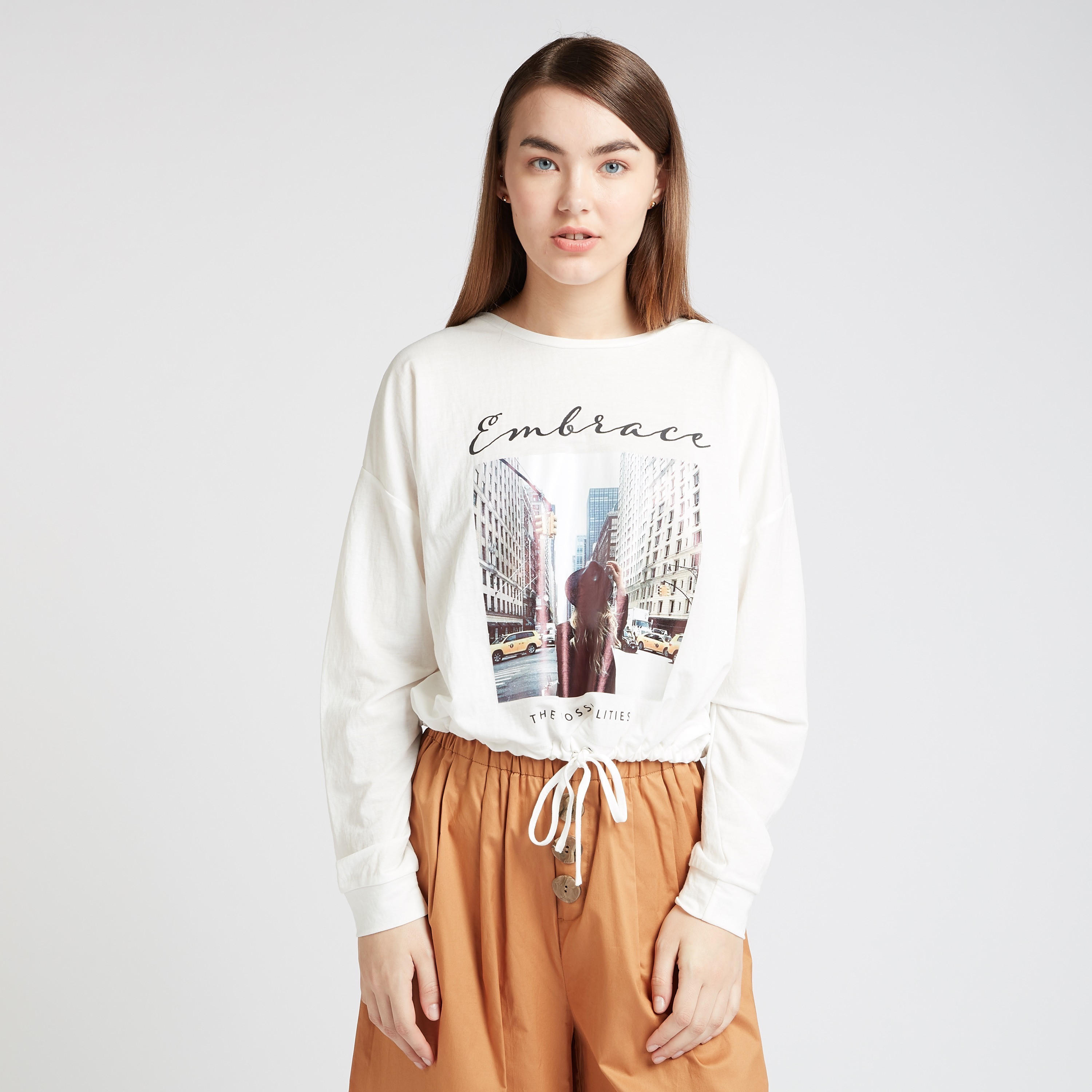 Printed Sweatshirt with Long Sleeves and Elasticised Hem-women-winterwear-hoodiesandsweatshirts-sweatshirts-image-1
