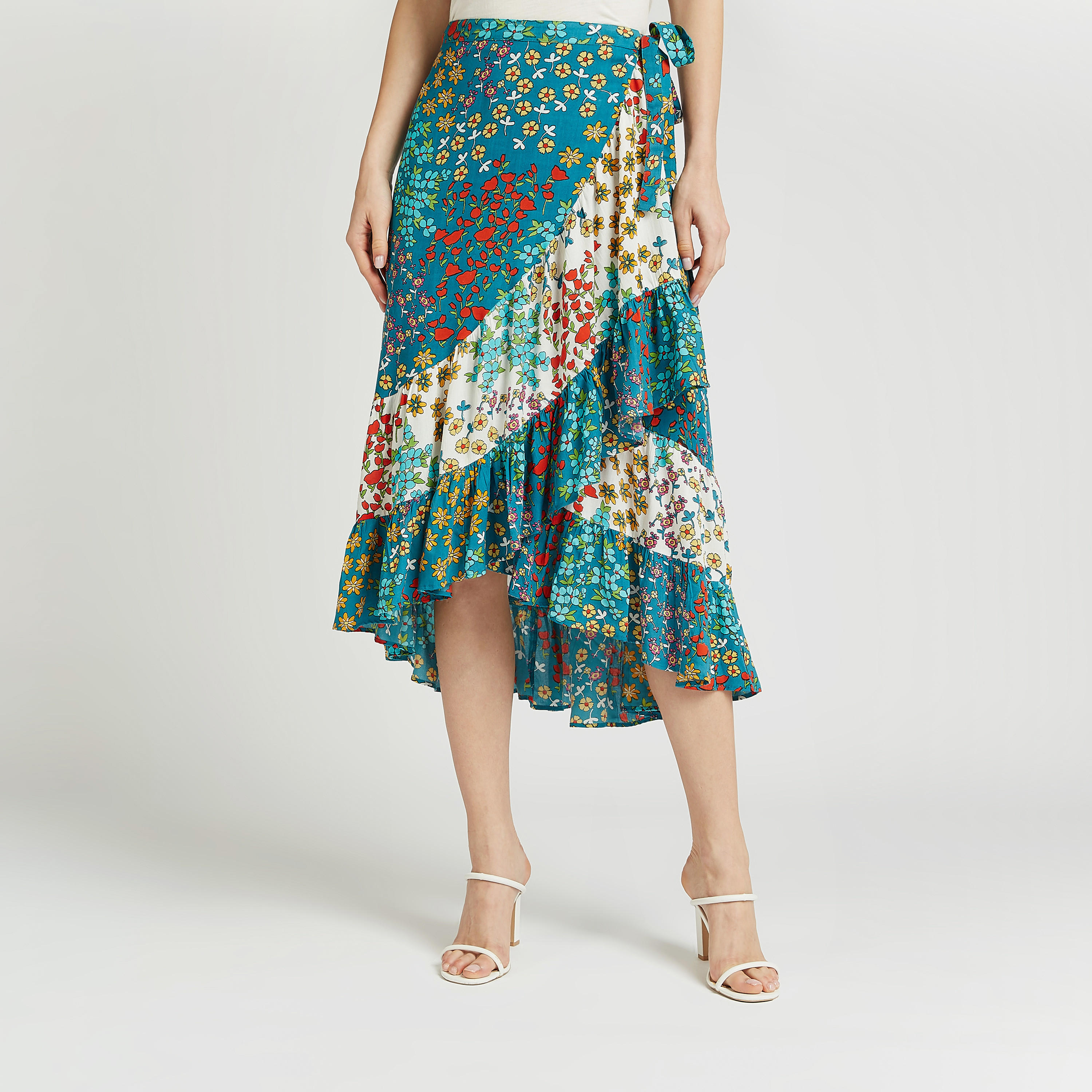 تنورة ملفوفة ميدي بحواف غير مستوية وأربطة وطبعات-women-clothing-bottoms-skirts-image-1