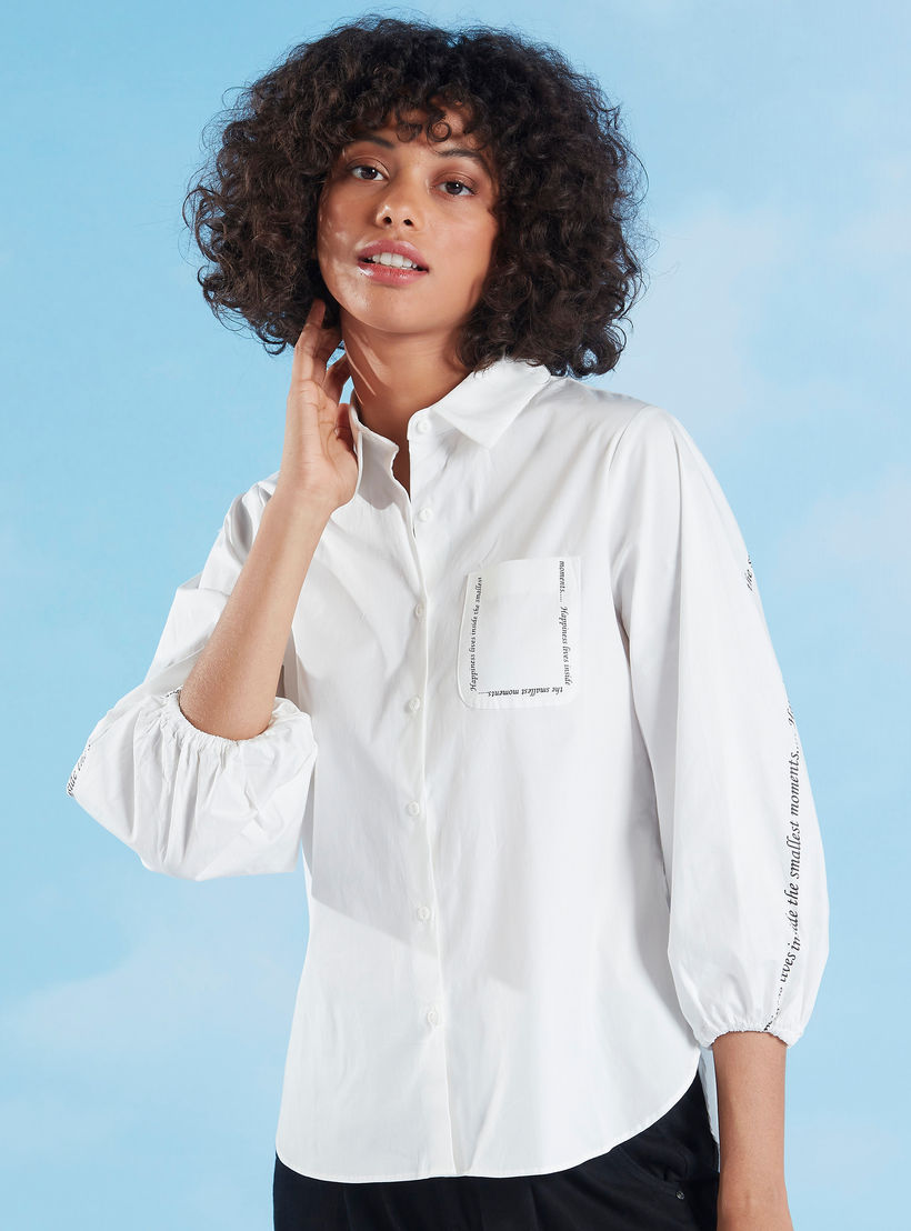 Printed Shirt with Spread Collar and Bishop Sleeves-women-clothing-shirtsandblouses-shirts-image-1