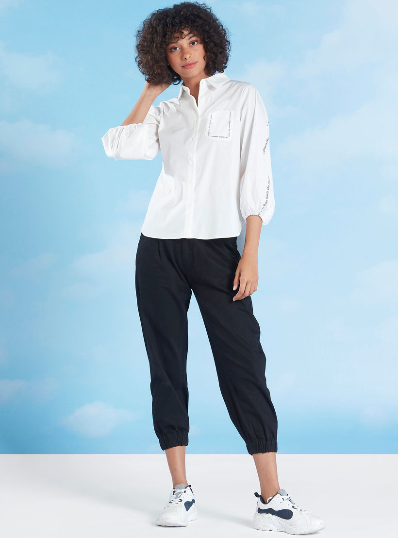Printed Shirt with Spread Collar and Bishop Sleeves-women-clothing-shirtsandblouses-shirts-image-2
