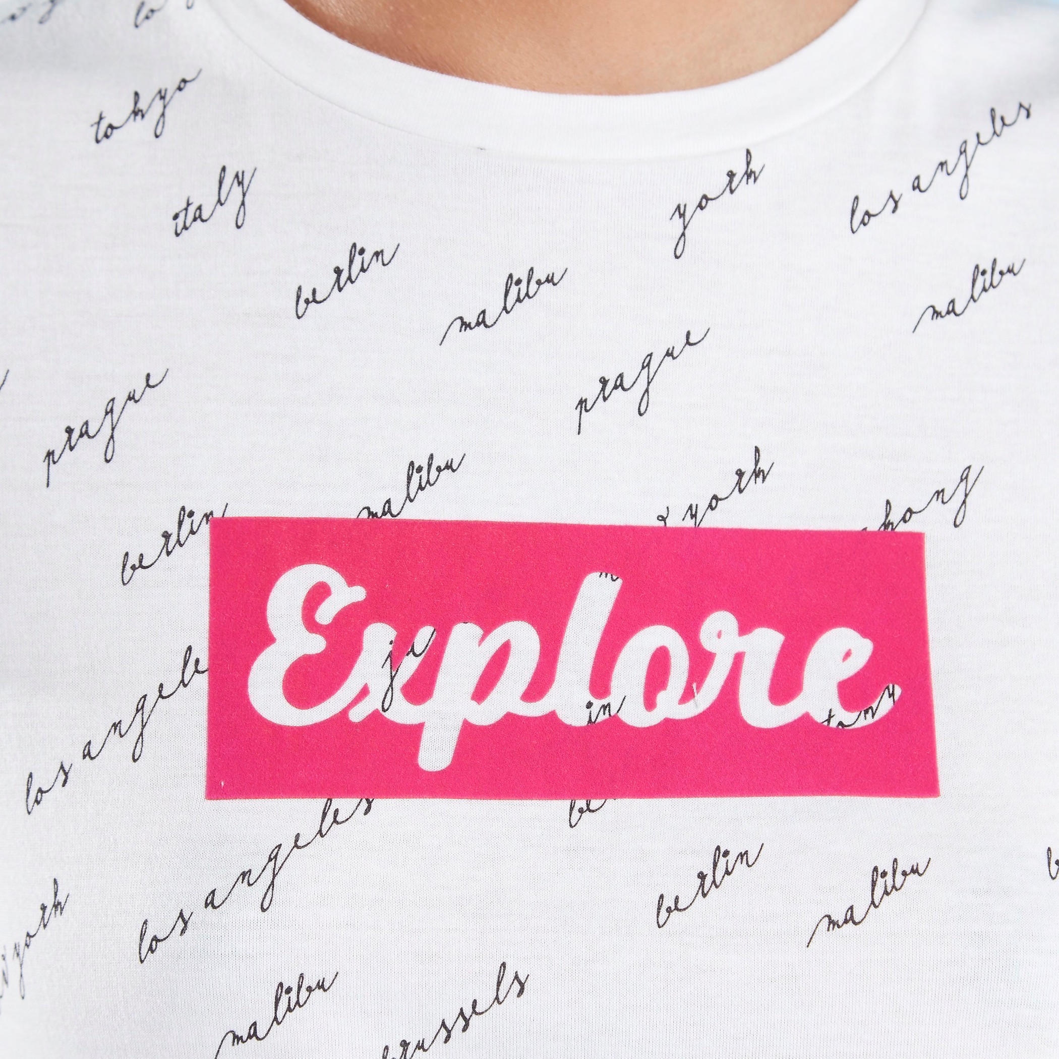 Printed T-shirt with Crew Neck and Cap Sleeves-women-clothing-tshirts-image-3