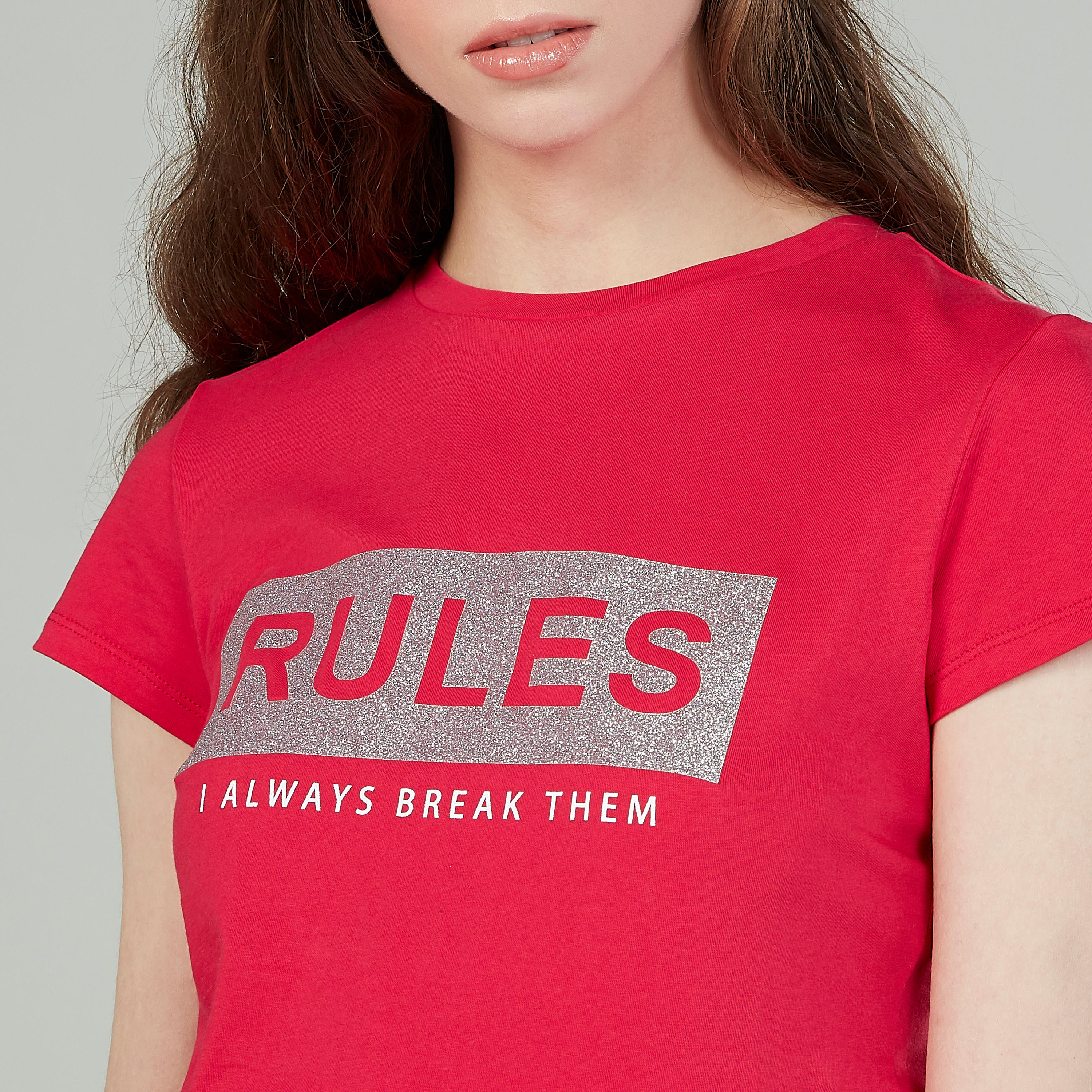 Printed T-shirt with Round Neck and Short Sleeves-women-clothing-tshirts-image-3