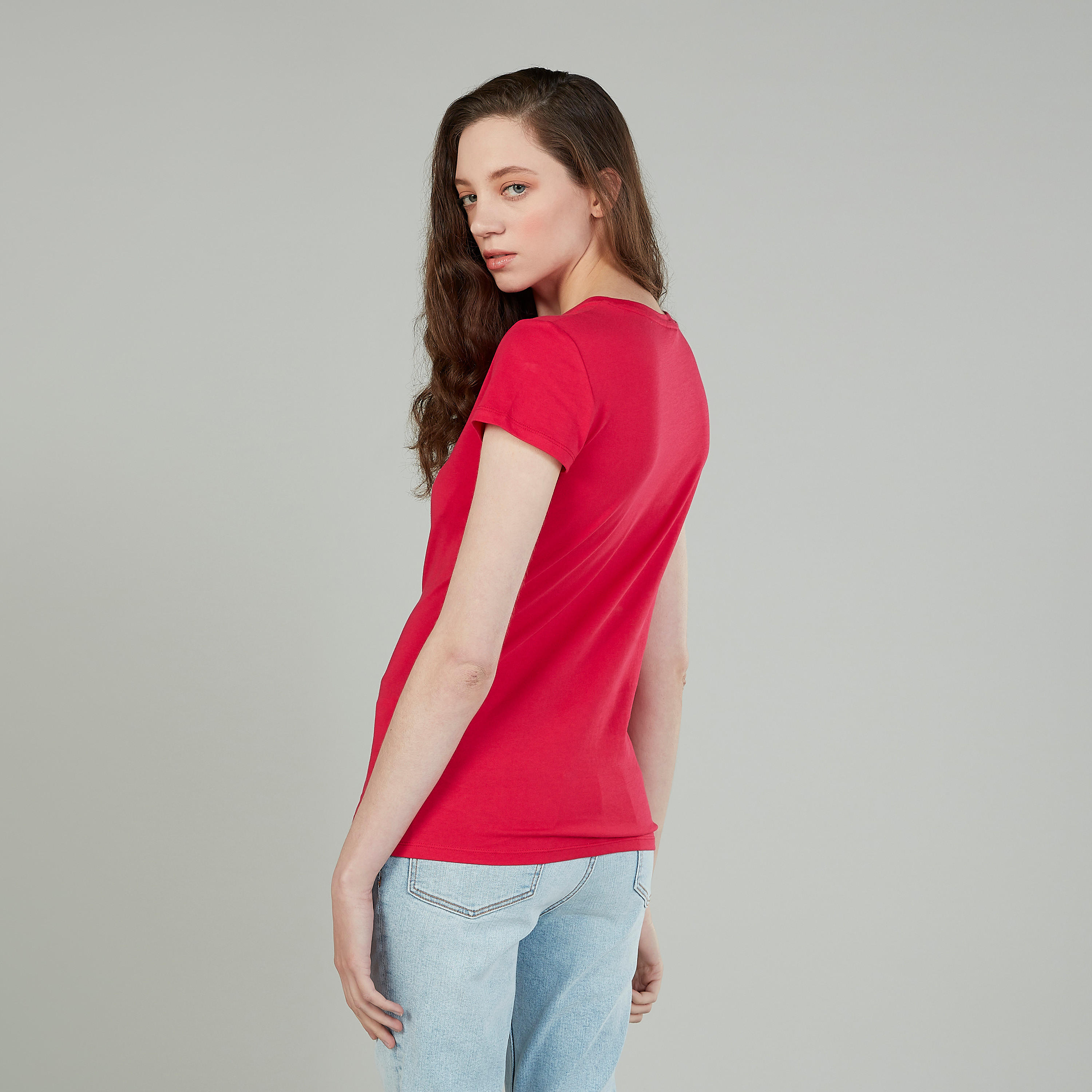 Printed T-shirt with Round Neck and Short Sleeves-women-clothing-tshirts-image-4