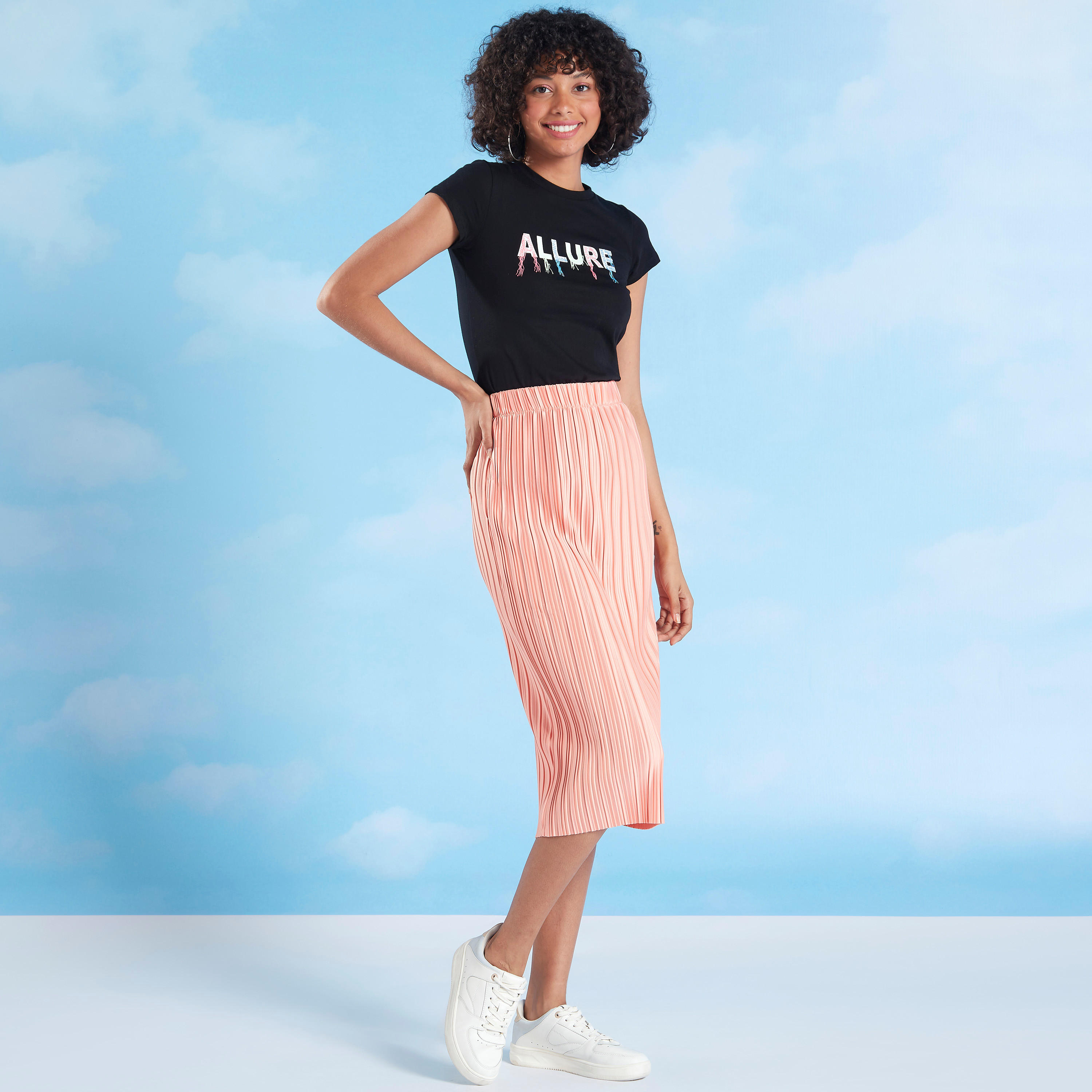 Printed T-shirt with Crew Neck and Cap Sleeves-women-clothing-tshirts-image-2