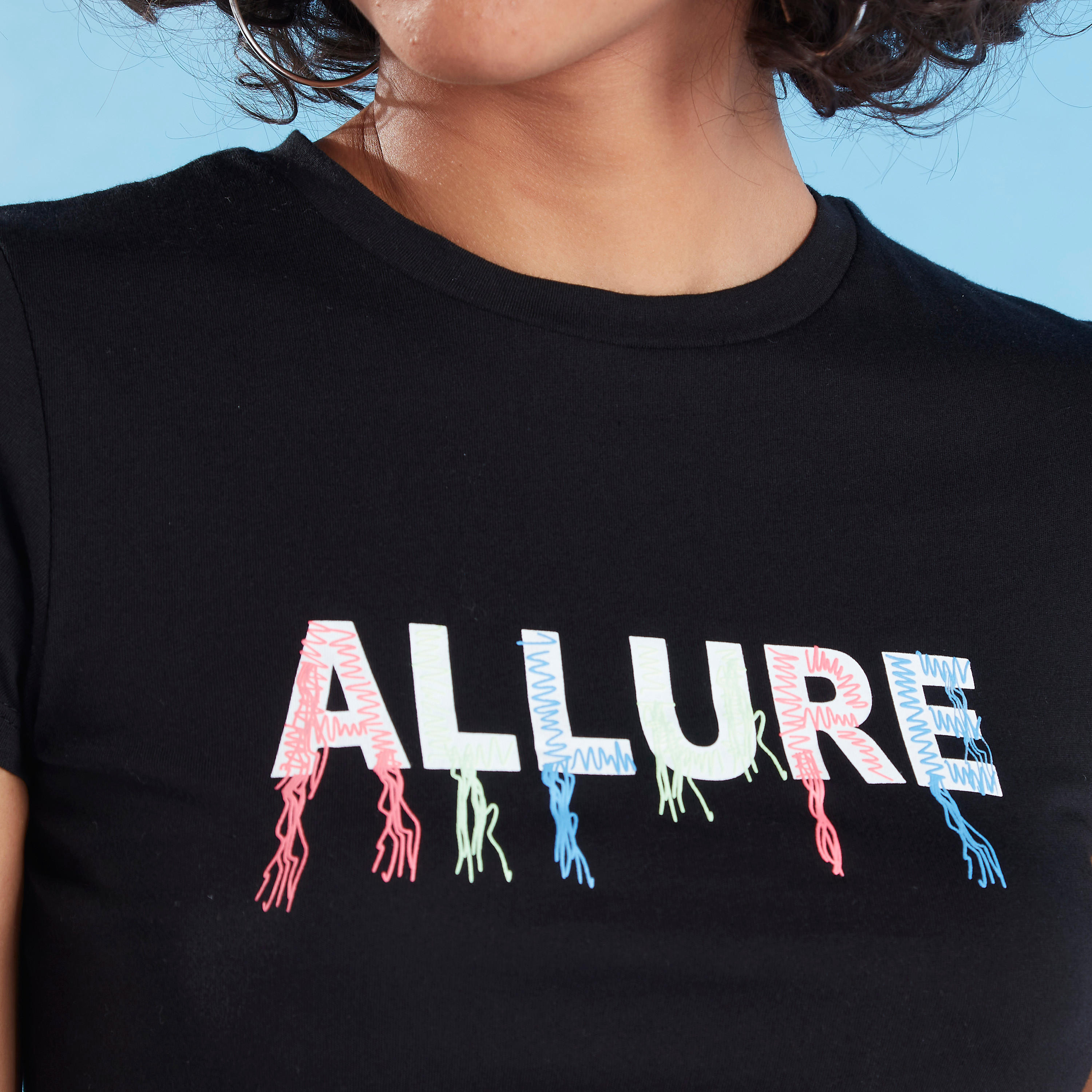 Printed T-shirt with Crew Neck and Cap Sleeves-women-clothing-tshirts-image-3