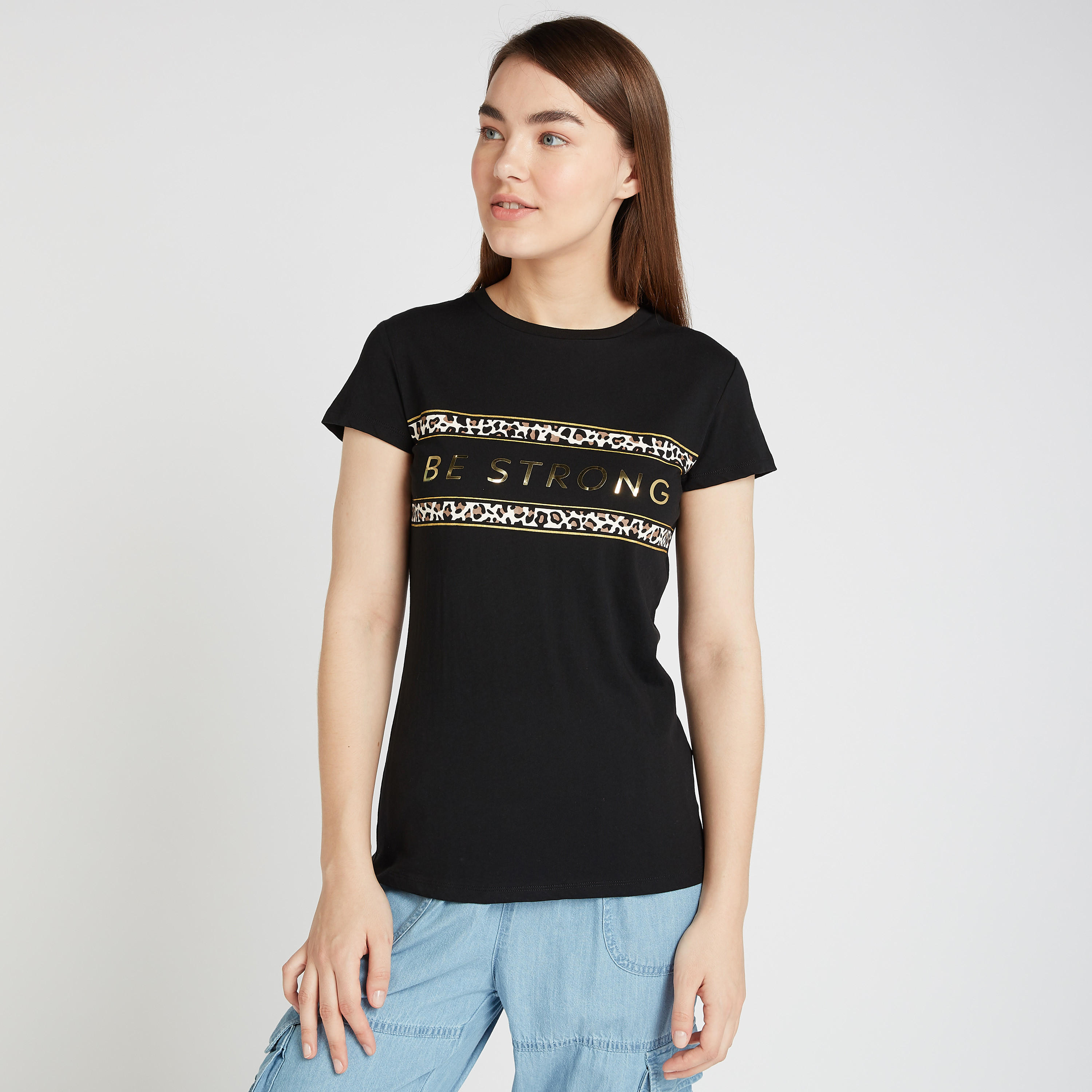 Printed T-shirt with Crew Neck and Short Sleeves-women-clothing-tshirts-image-1