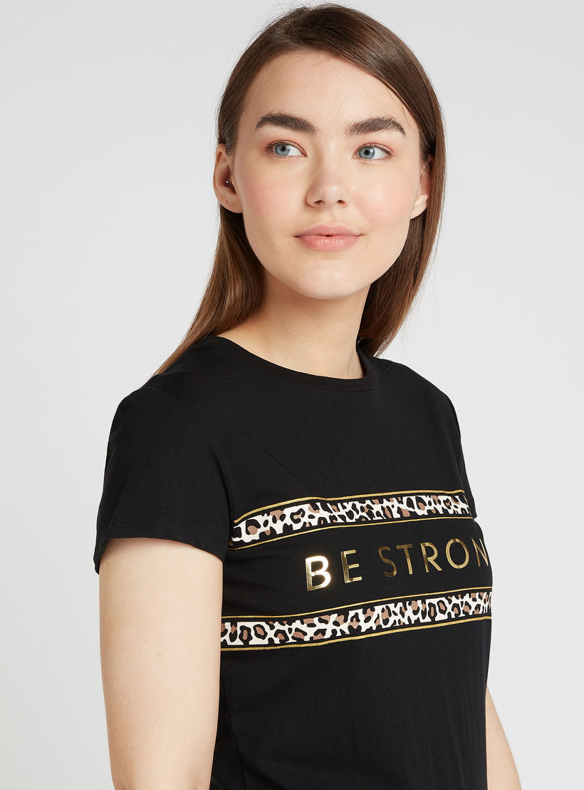 Printed T-shirt with Crew Neck and Short Sleeves-women-clothing-tshirts-image-3