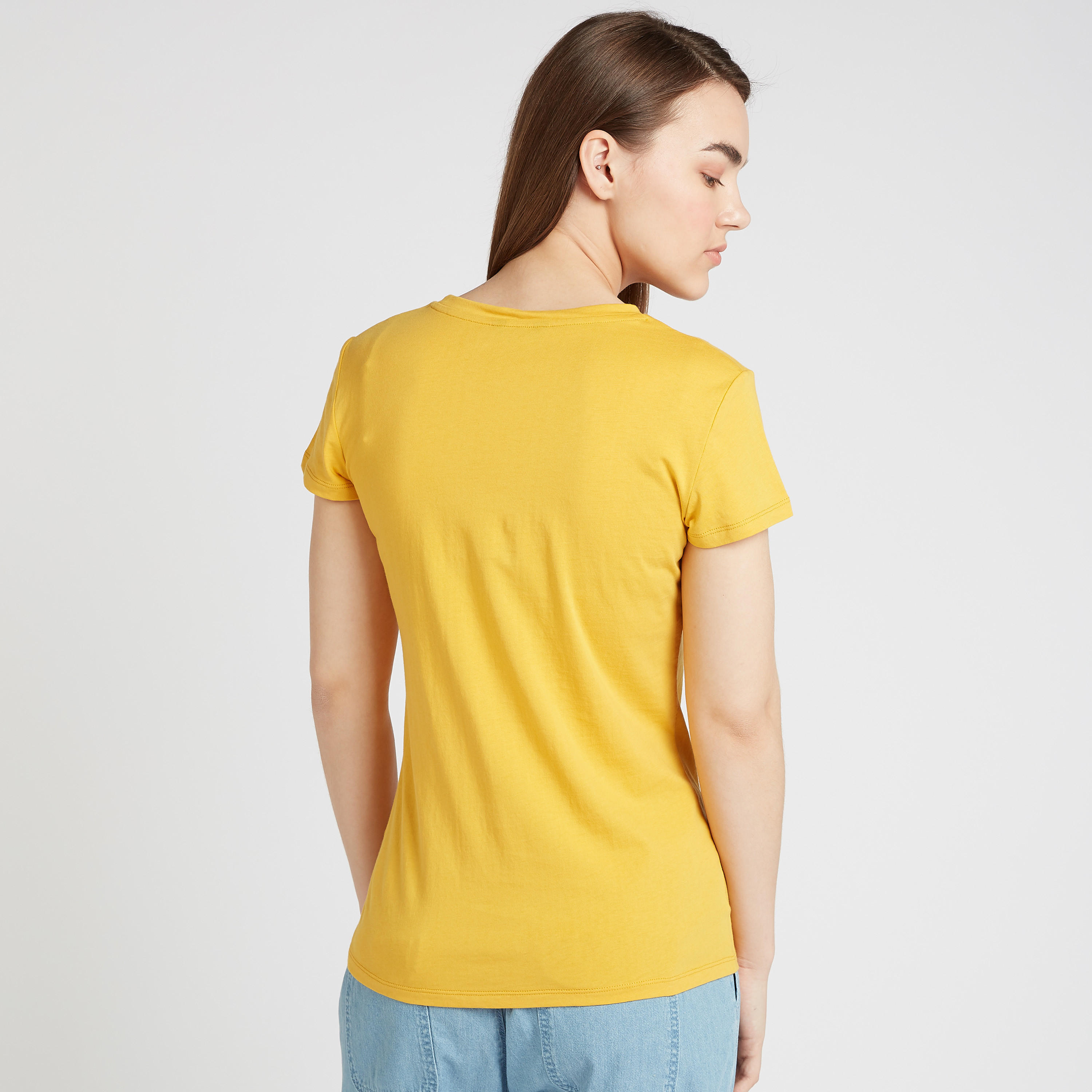 Typographic Print T-shirt with Crew Neck and Short Sleeves-women-clothing-tshirts-image-4