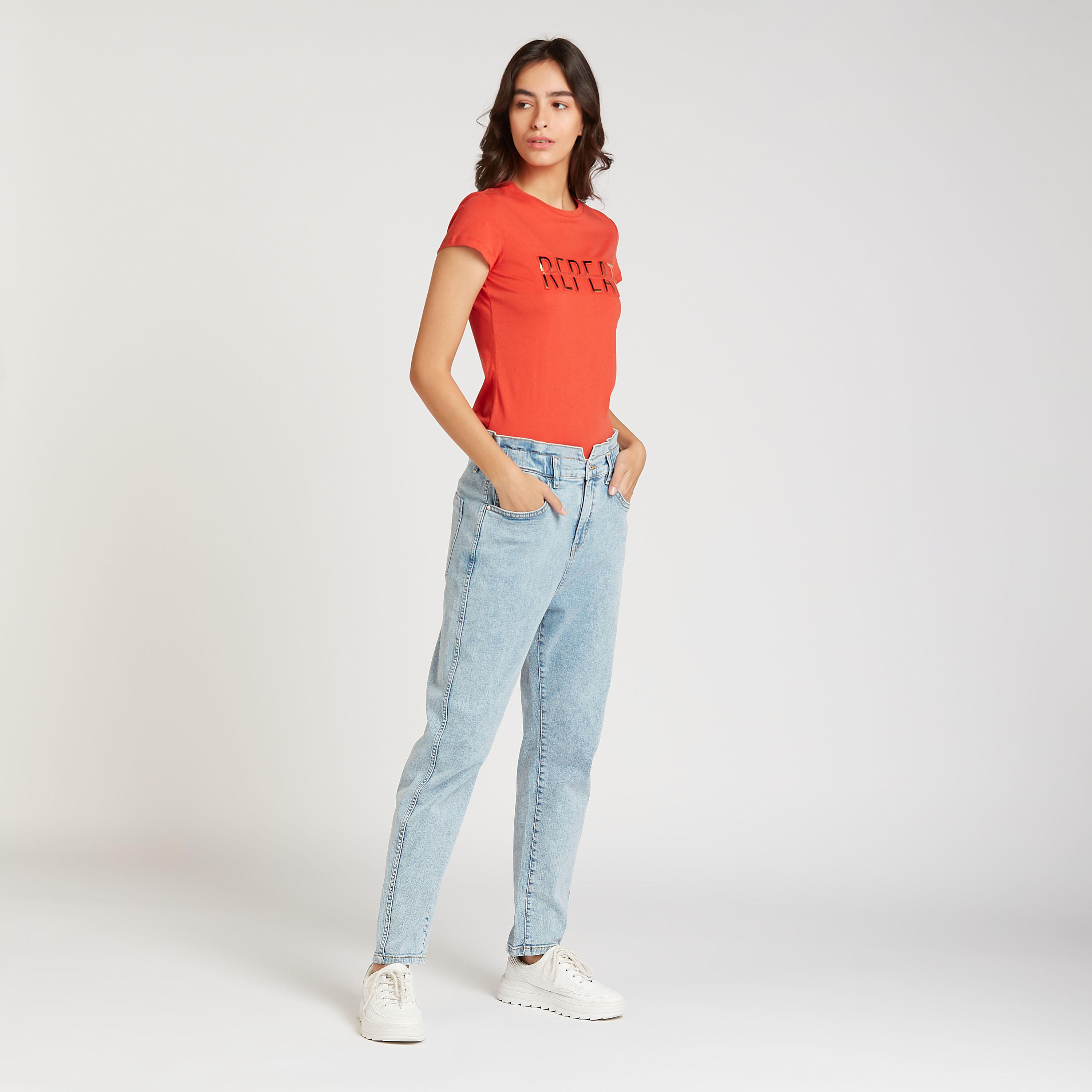 Printed T-shirt with Crew Neck and Short Sleeves-women-clothing-tshirts-image-2