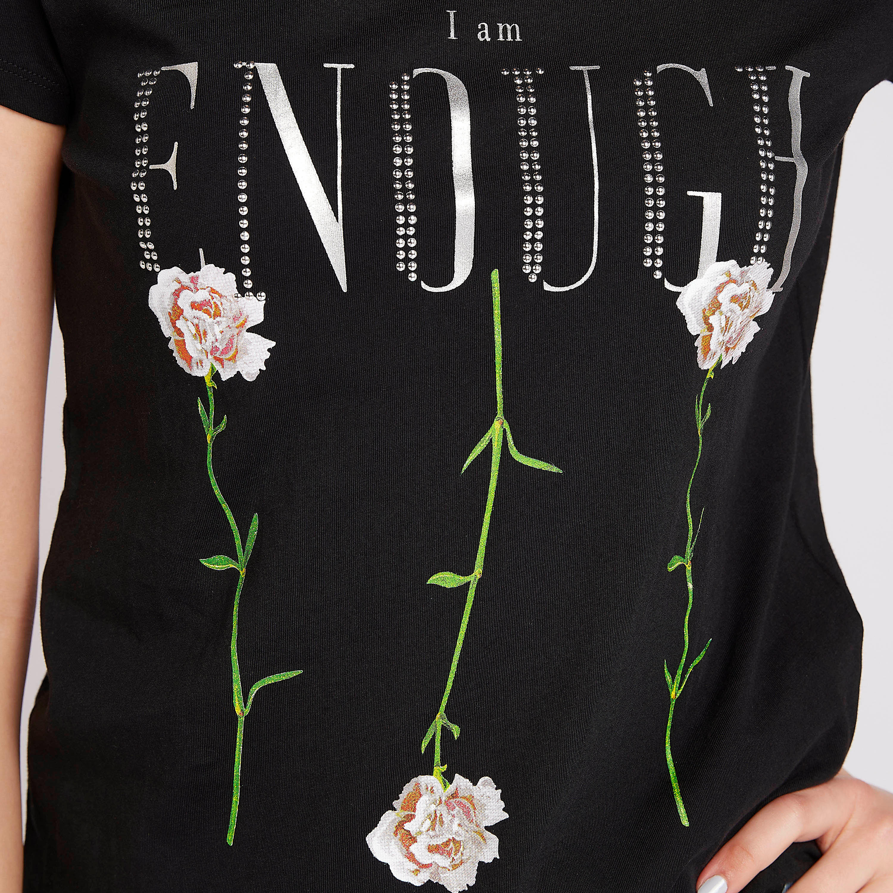 Printed T-shirt with Crew Neck and Cap Sleeves-women-clothing-tshirts-image-3