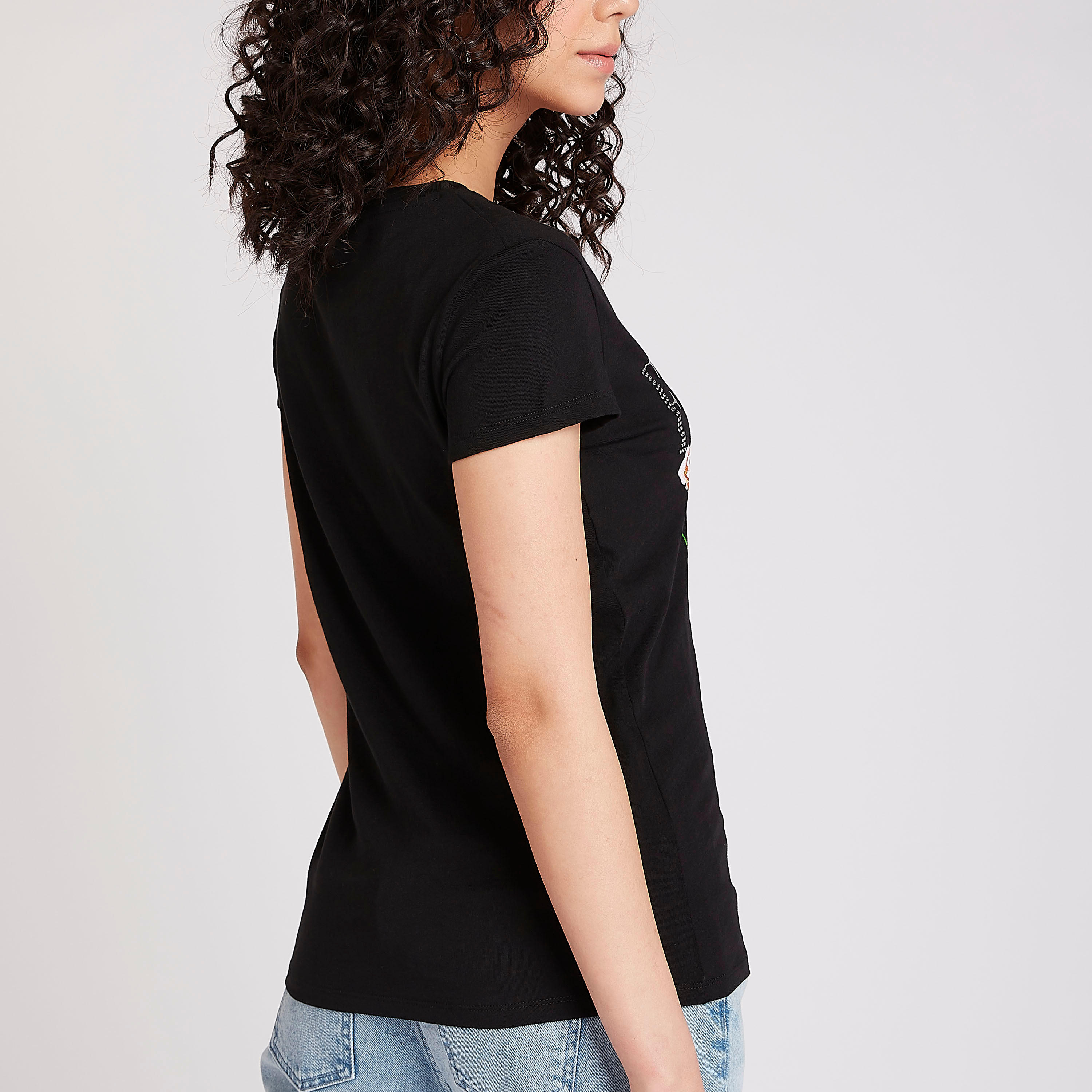 Printed T-shirt with Crew Neck and Cap Sleeves-women-clothing-tshirts-image-4