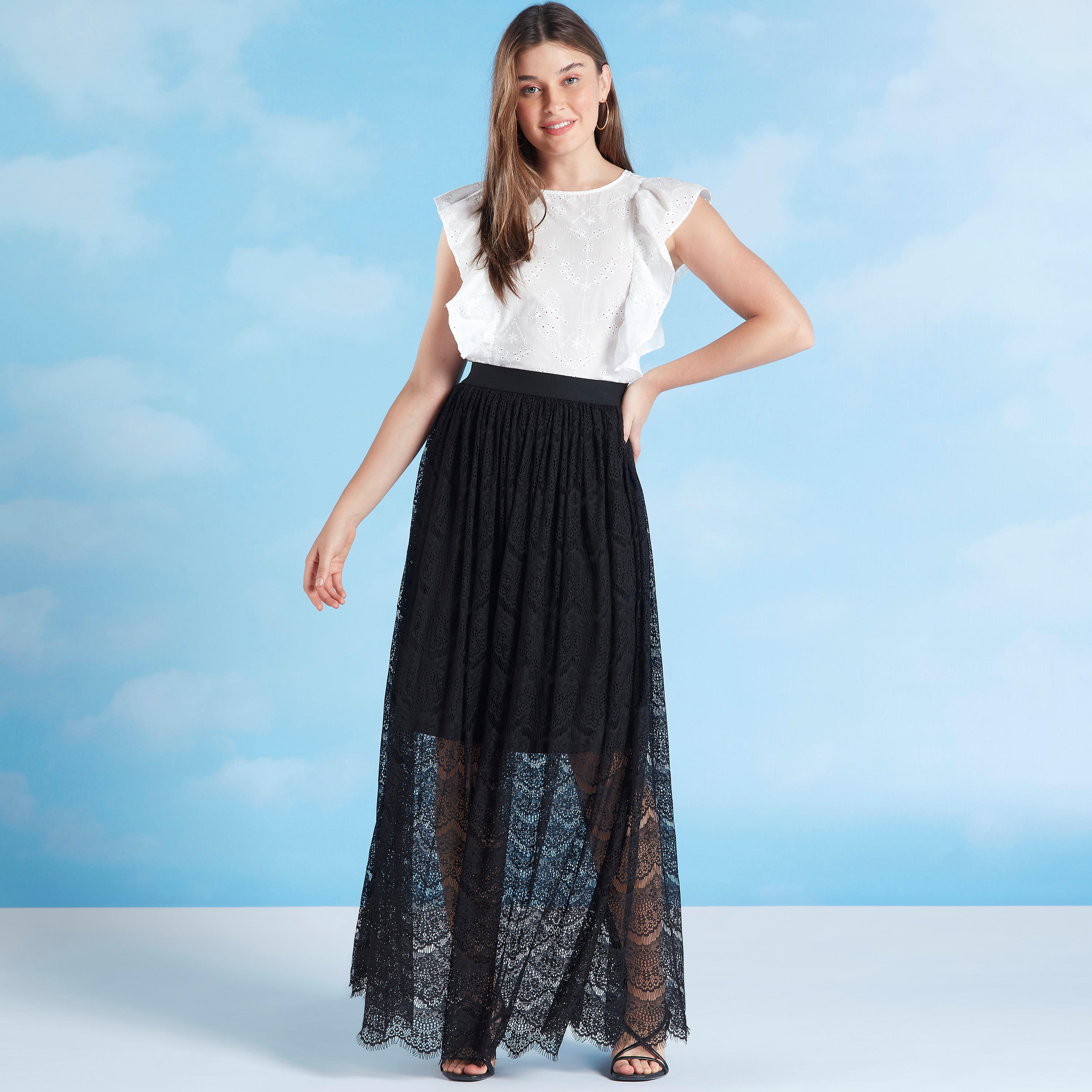بلوزة شيفلي بياقة ضيقة وأكمام كاب-women-clothing-shirtsandblouses-blouses-image-2