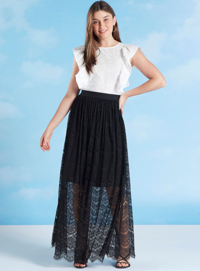 Schiffli Detail Top with Crew Neck and Cap Sleeves-women-clothing-shirtsandblouses-blouses-image-2