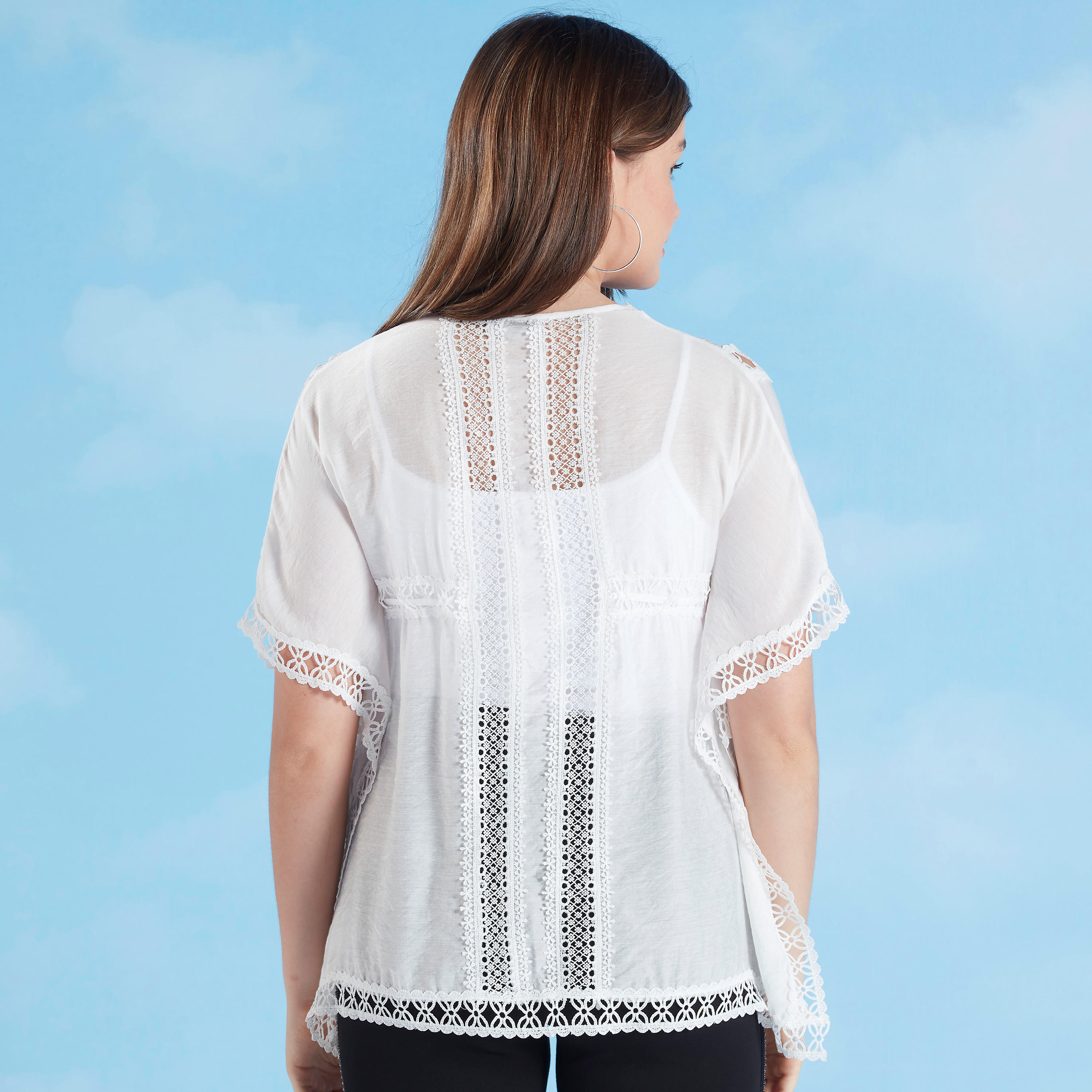 بلوزة يباقة V وأكمام 3/4 ودانتيل-women-clothing-shirtsandblouses-blouses-image-5