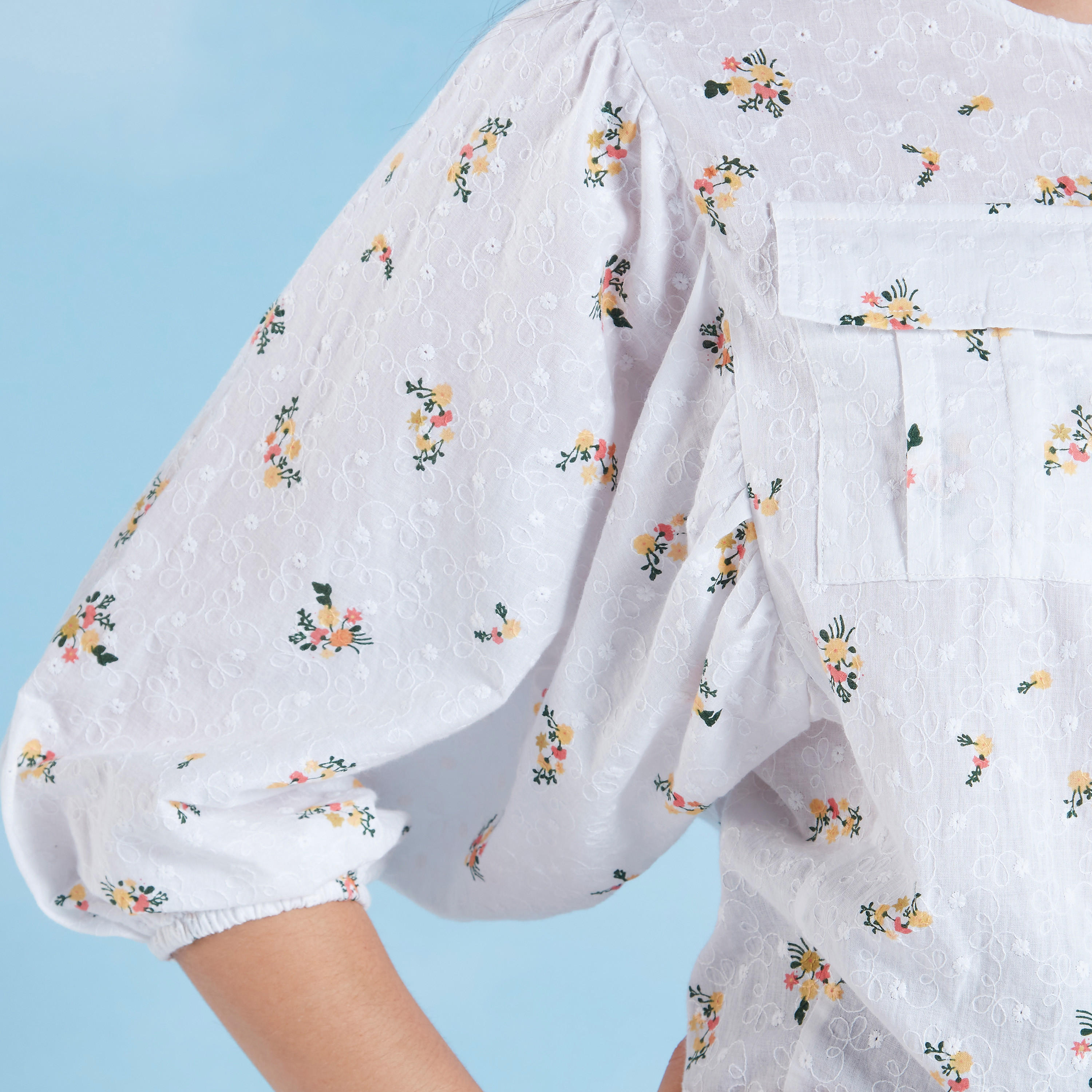 Printed Top with Round Neck and 3/4 Sleeves-women-clothing-shirtsandblouses-blouses-image-3