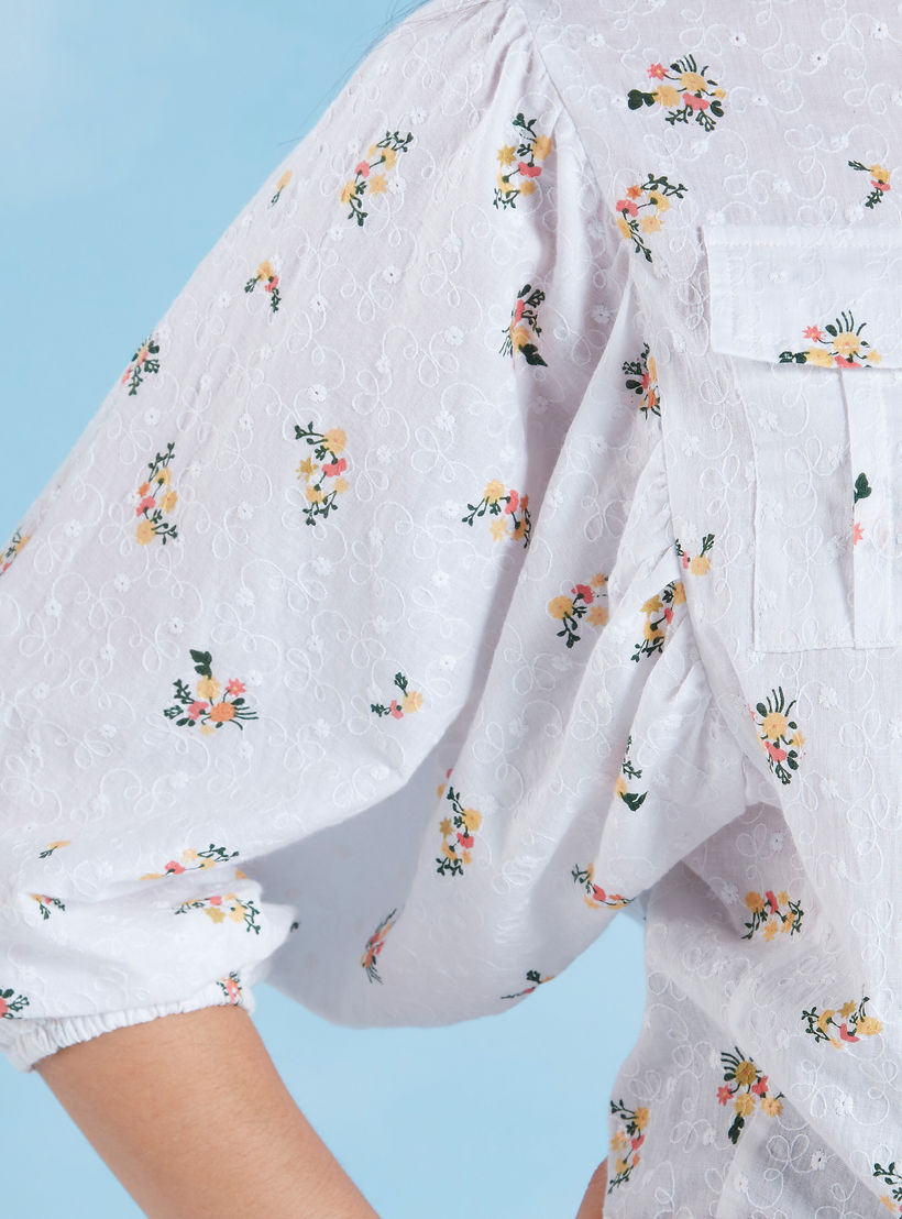 بلوزة بياقة مستديرة وأكمام 3/4 وطبعات-women-clothing-shirtsandblouses-blouses-image-3