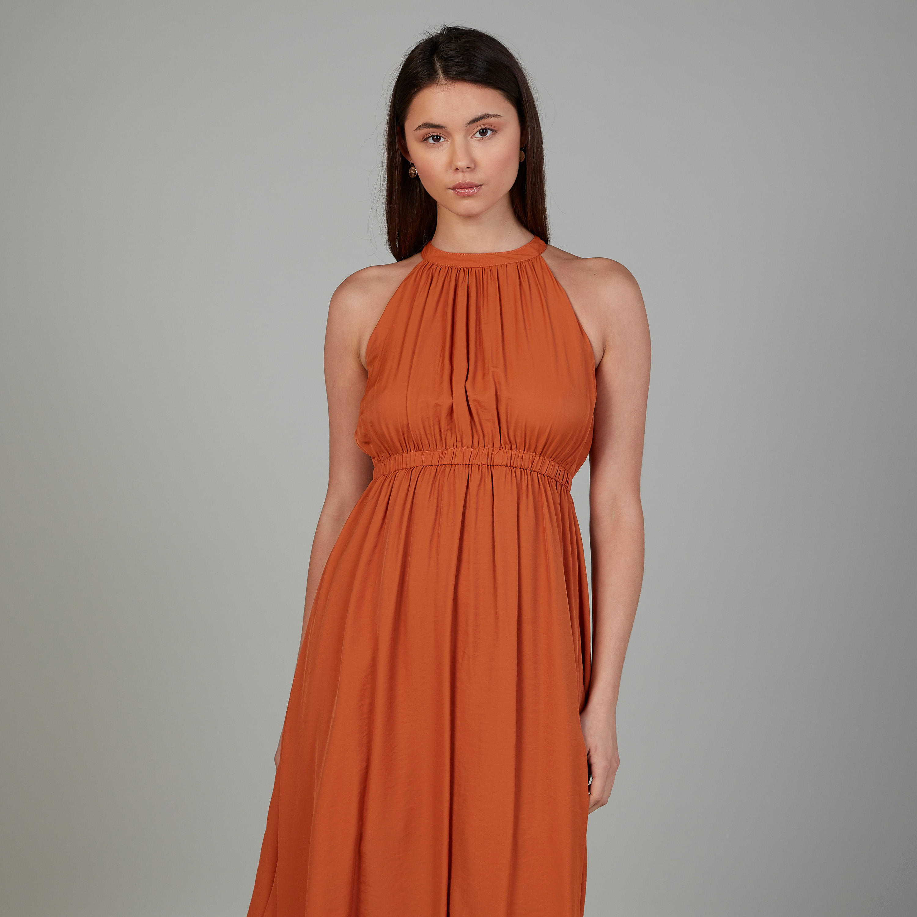 Solid Midi A-line Sleeveless Dress with Zip Closure-women-clothing-dresses-image-2