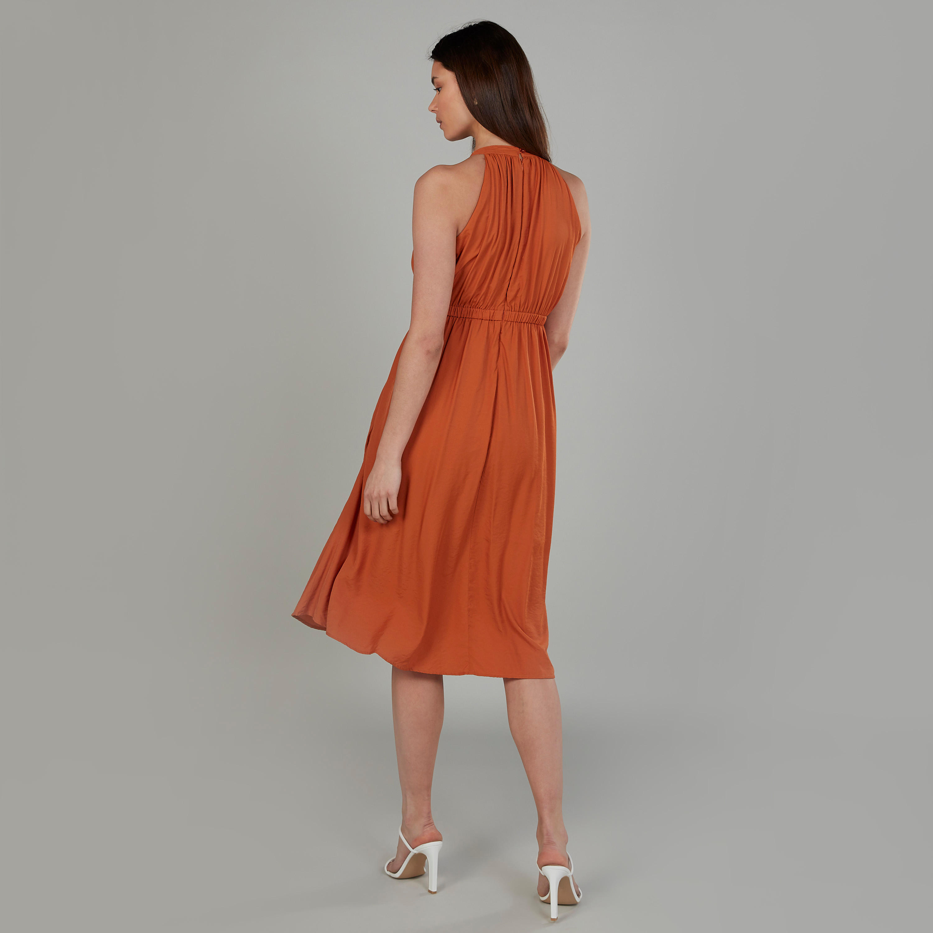 Solid Midi A-line Sleeveless Dress with Zip Closure-women-clothing-dresses-image-3