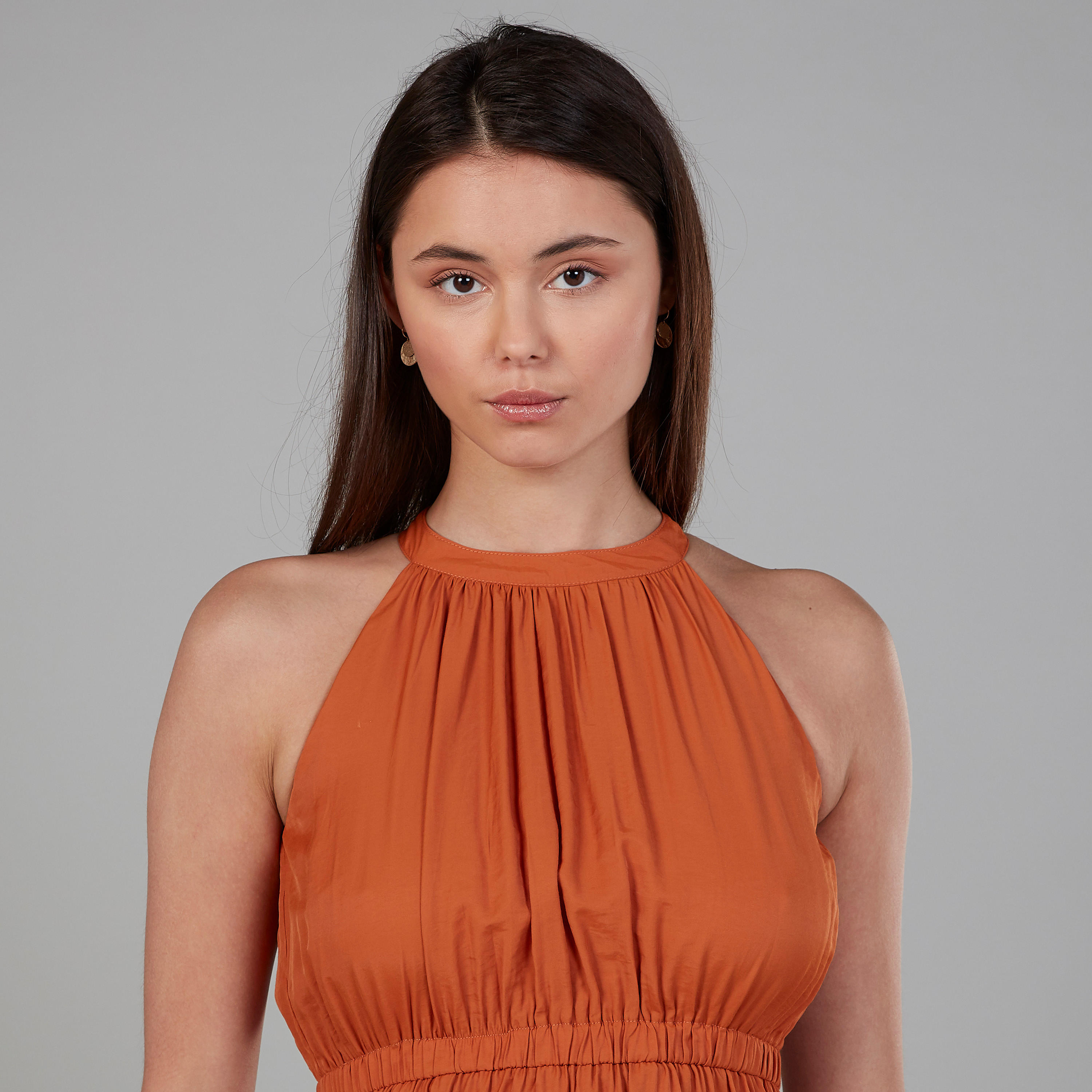 Solid Midi A-line Sleeveless Dress with Zip Closure-women-clothing-dresses-image-4