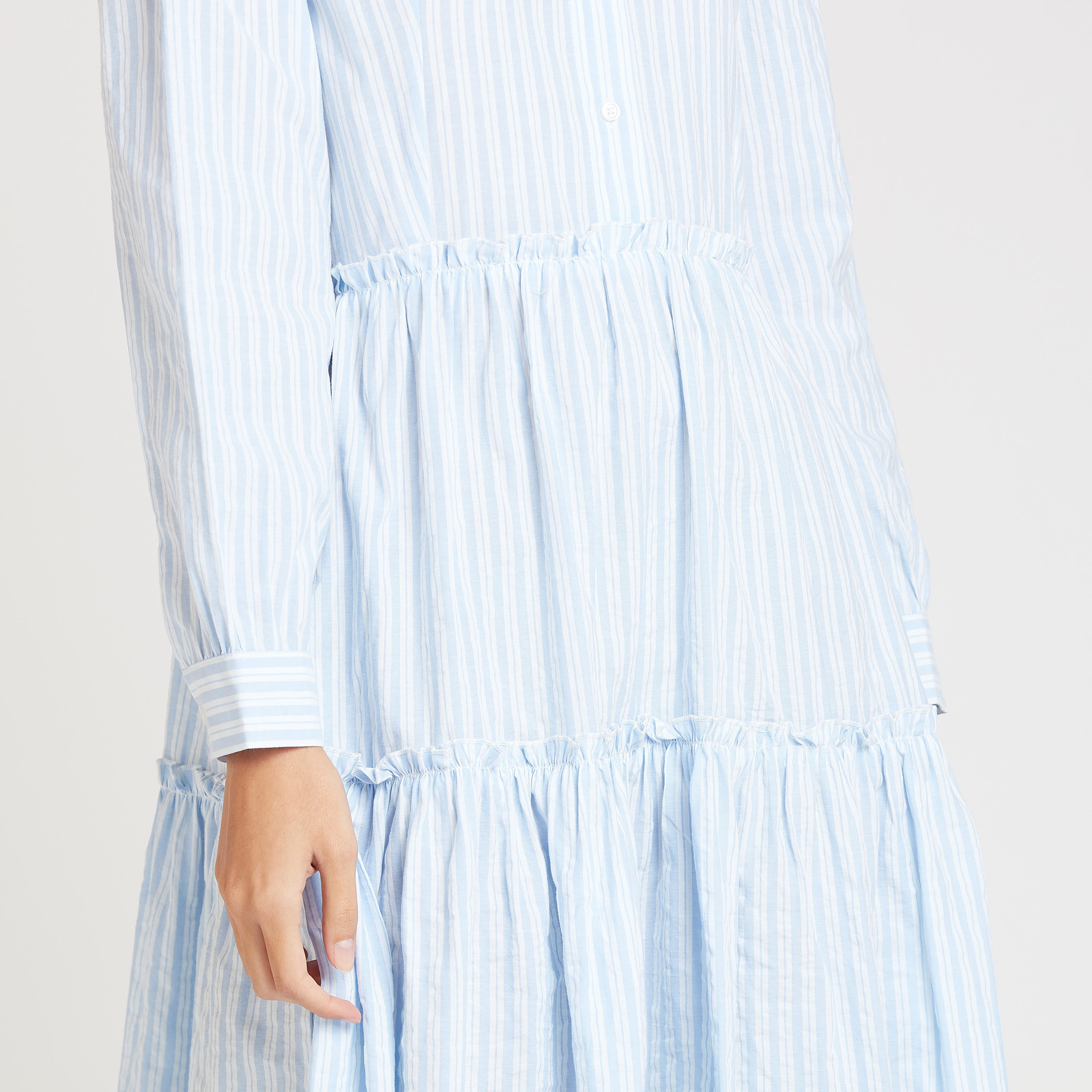 فستان قميص ميدي مخطط بياقة عاديّة وأكمام طويلة-women-clothing-dresses-image-3