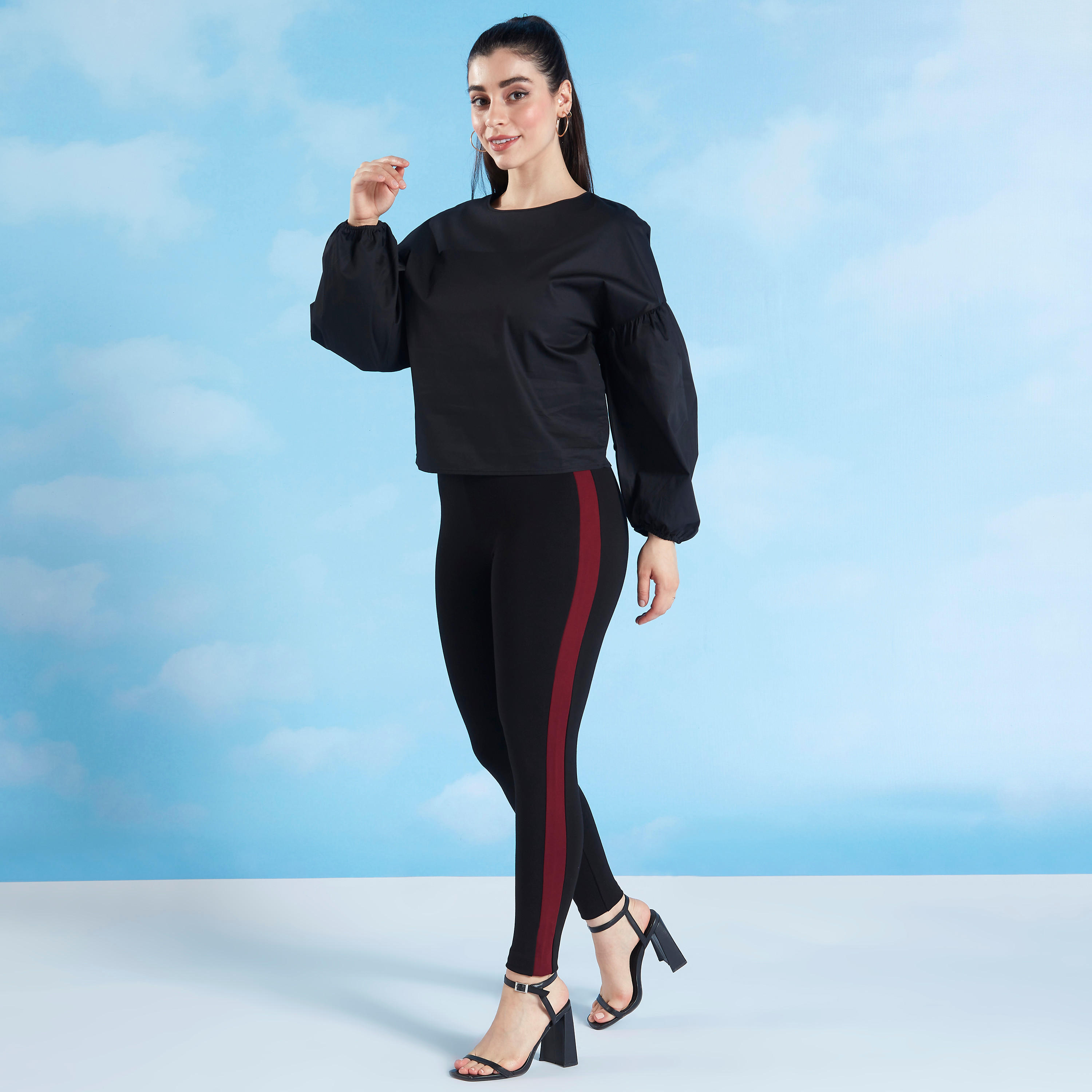 Solid Round Neck Top with Long Sleeves-women-clothing-shirtsandblouses-blouses-image-2