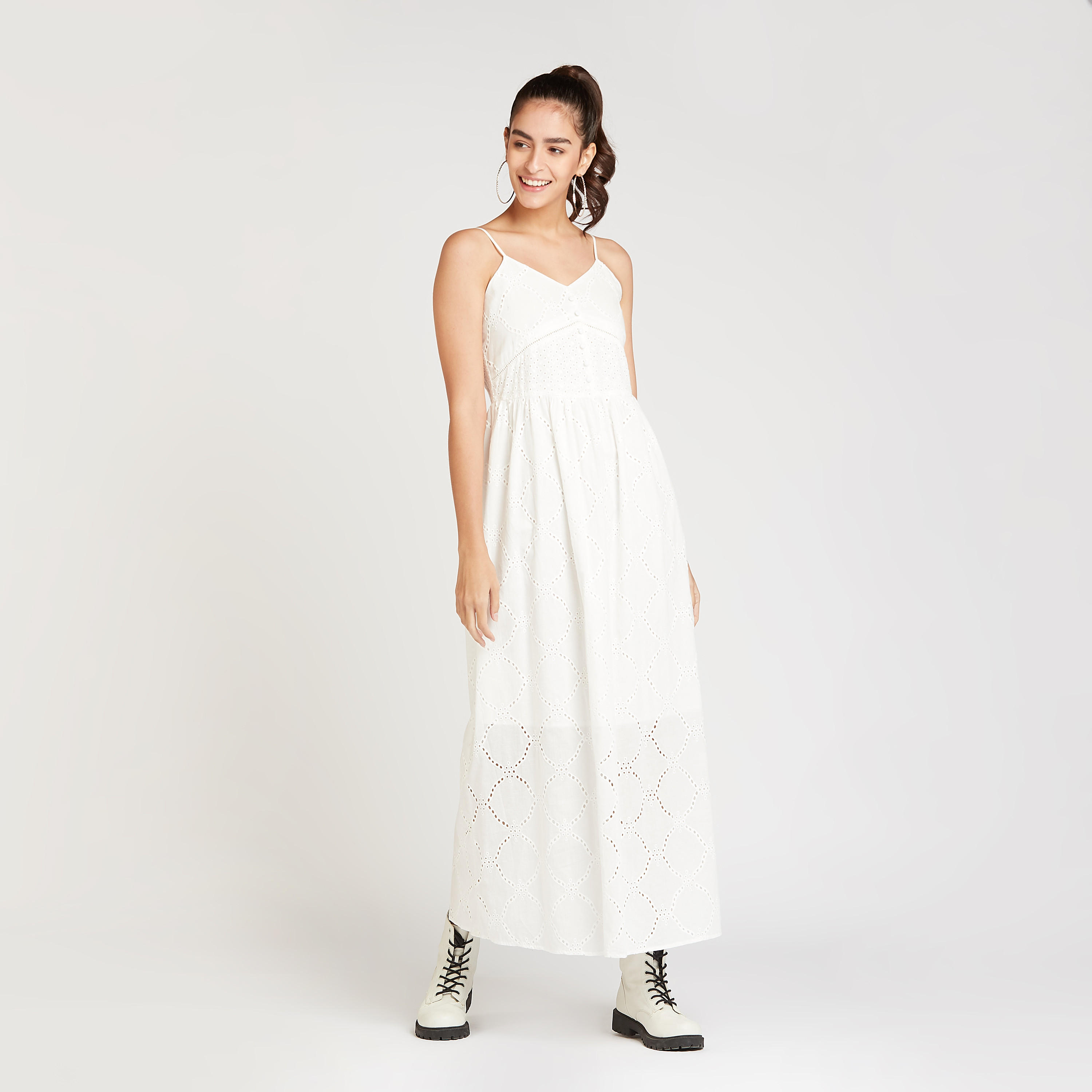 فستان شيفلي إيه لاين طويل بحمّالات رفيعة-women-clothing-dresses-image-1