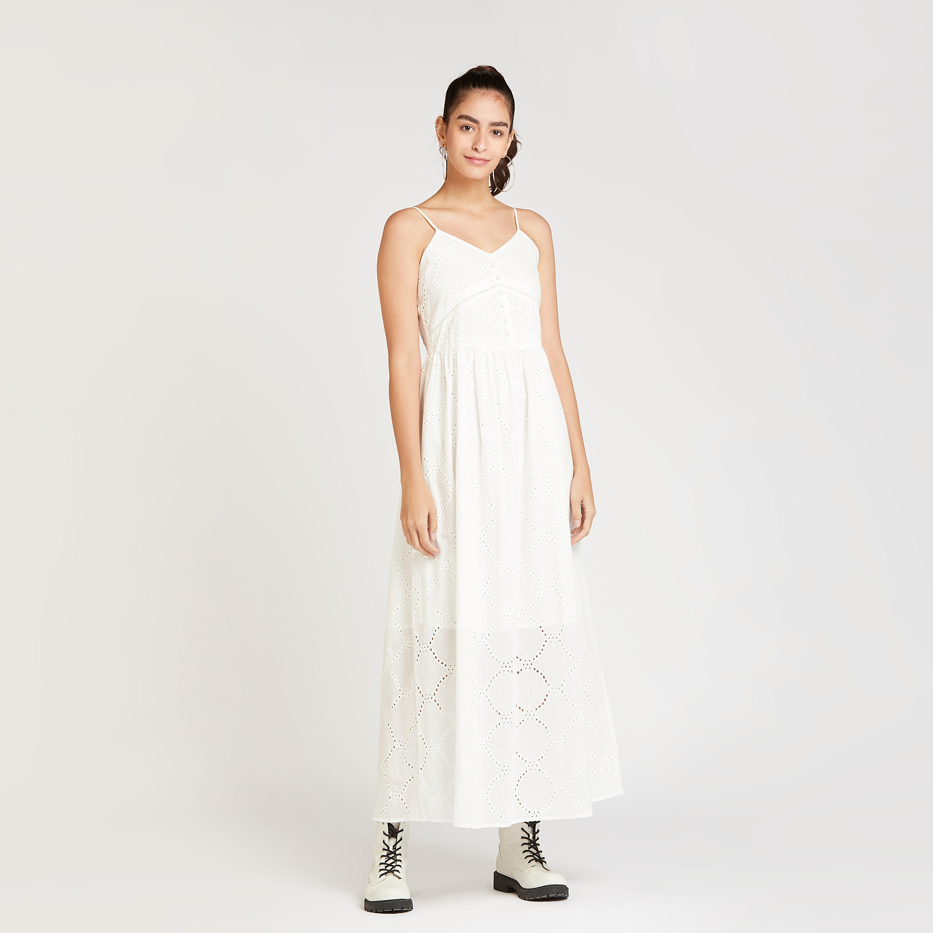 فستان شيفلي إيه لاين طويل بحمّالات رفيعة-women-clothing-dresses-image-2