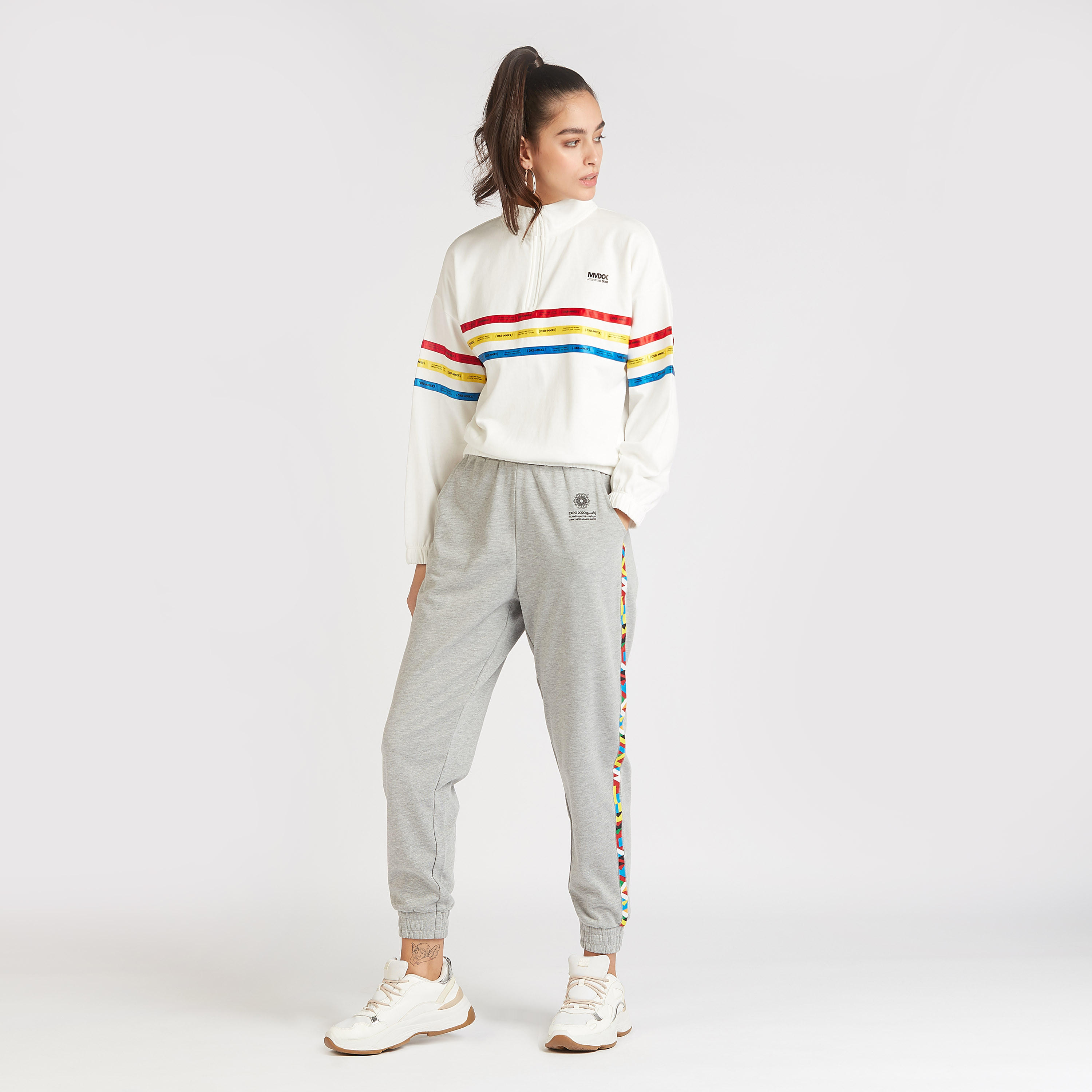 Sustainable Expo 2020 Printed Tape Detail Hoodie with Long Sleeves-women-winterwear-hoodiesandsweatshirts-hoodies-image-2