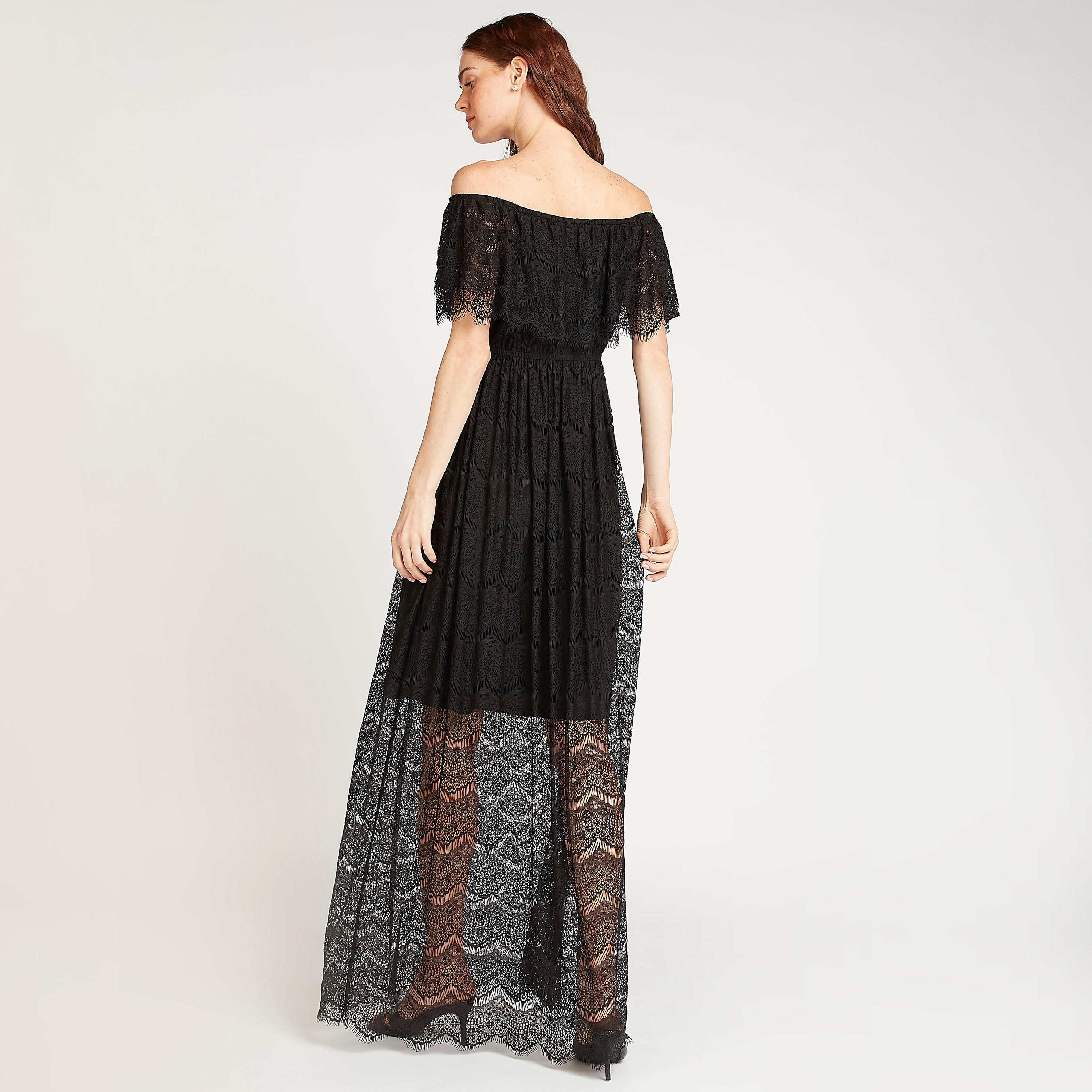 فستان مستدام طويل بأكتاف مكشوفة دانتيل وأكمام قصيرة-women-clothing-dresses-image-4
