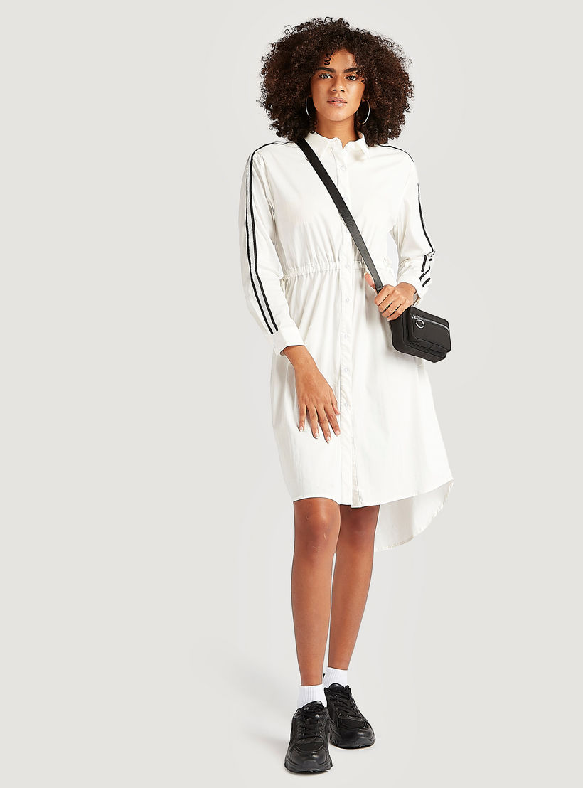 تونيك بطبعات وأكمام طويلة وحواف غير مستوية وياقة عادية-women-clothing-shirtsandblouses-blouses-image-5