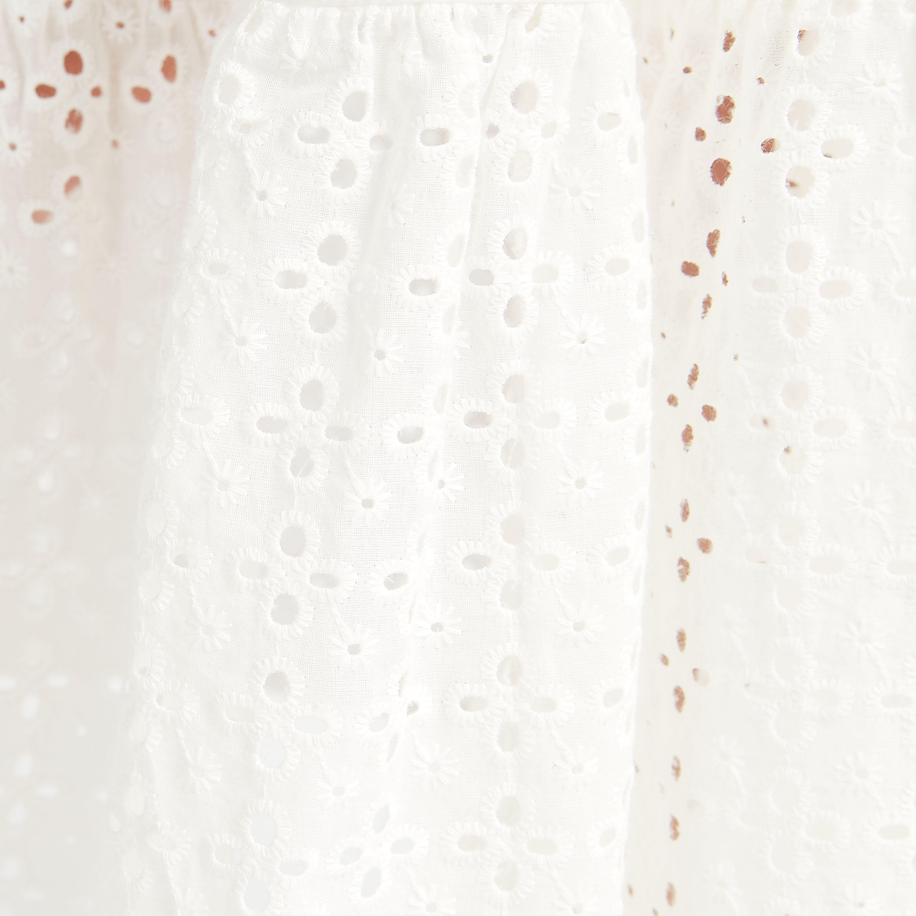 فستان ميدي إيه لاين سادة بياقة عادية مع أكمام منفوخة ولوح بتصاميم مفرّغة-women-clothing-dresses-image-5