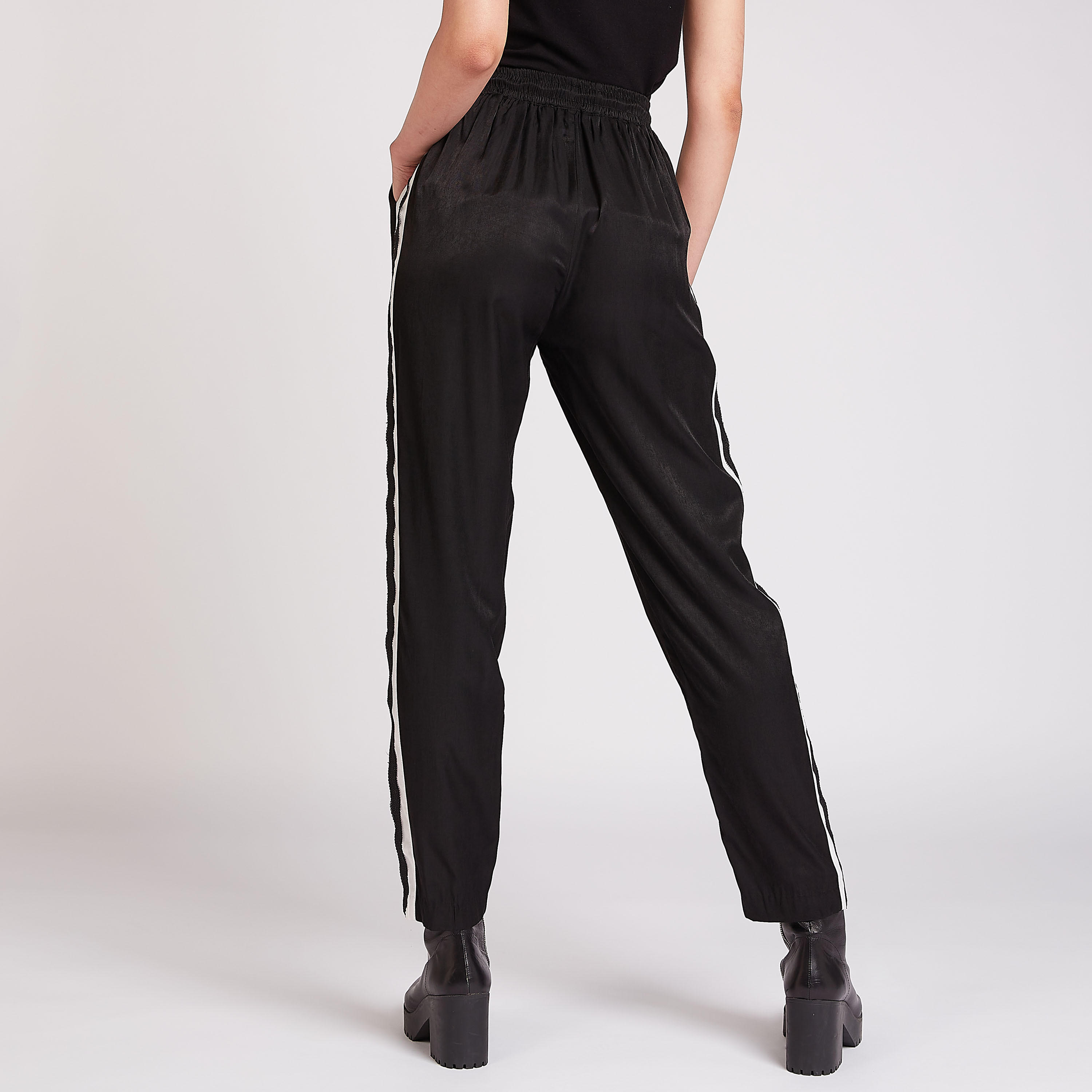 Solid Elasticated Waist Pants with Lace Detail and Pockets-women-clothing-bottoms-trousers-image-4