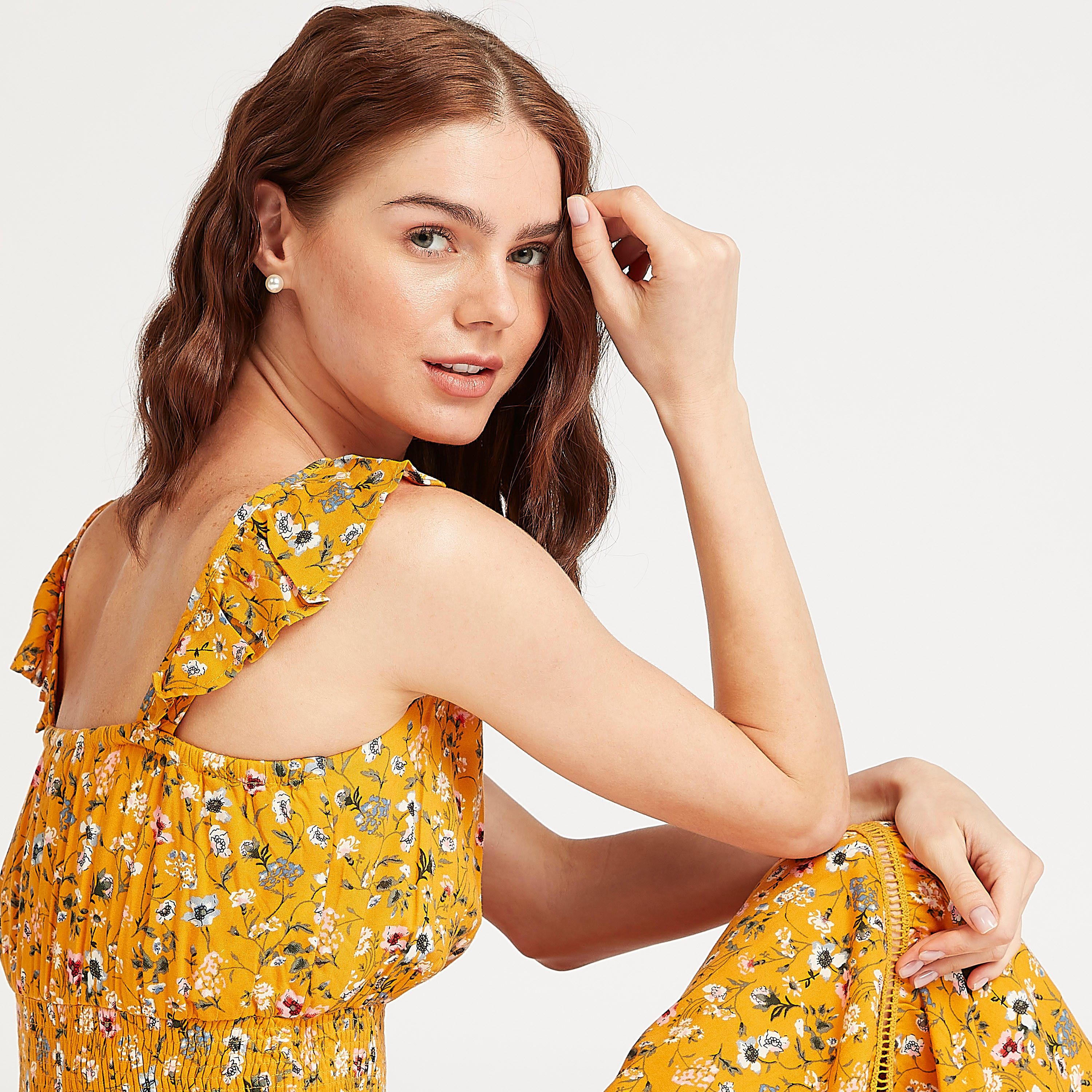 فستان ميدي إيه لاين دون أكمام بطبعات زهرية-women-clothing-dresses-image-5
