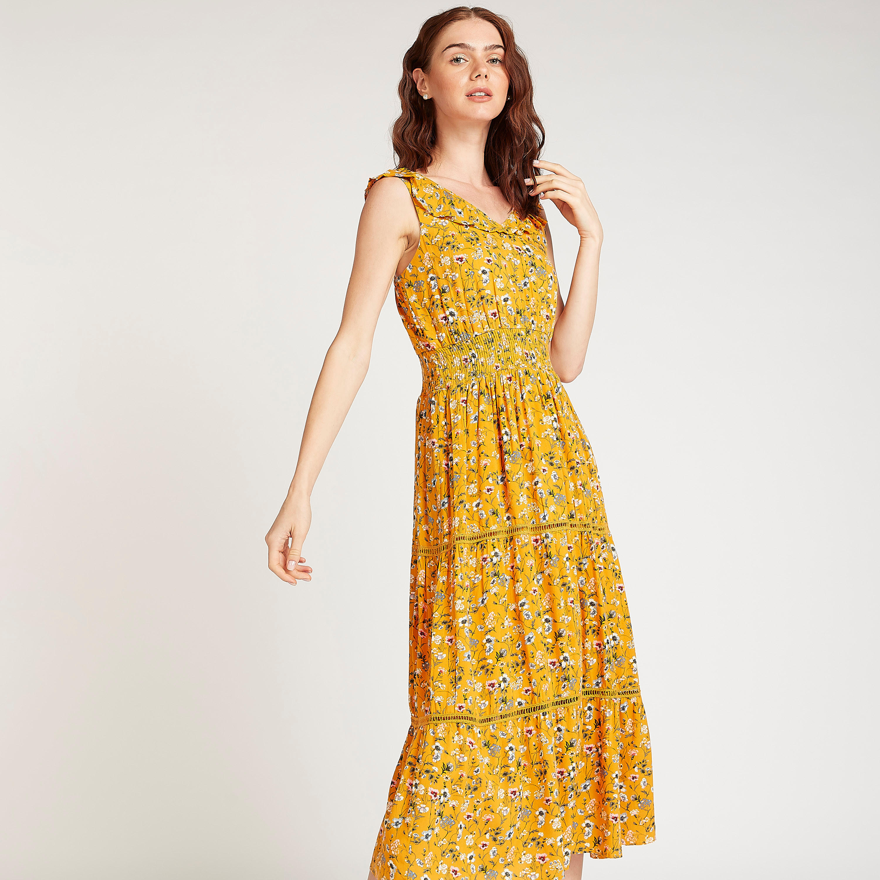 فستان ميدي إيه لاين دون أكمام بطبعات زهرية-women-clothing-dresses-image-6