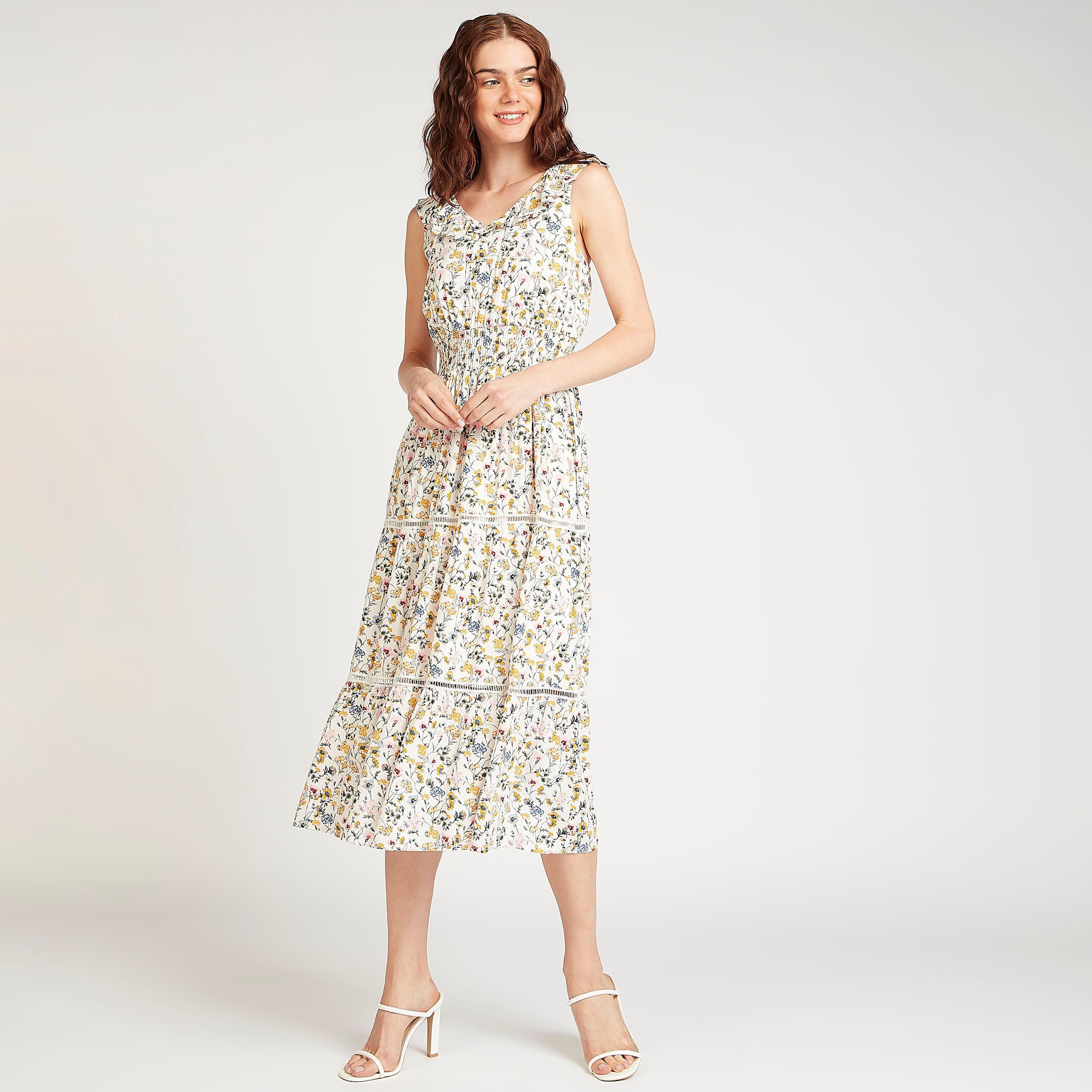 فستان ميدي إيه لاين دون أكمام بطبعات زهرية-women-clothing-dresses-image-2