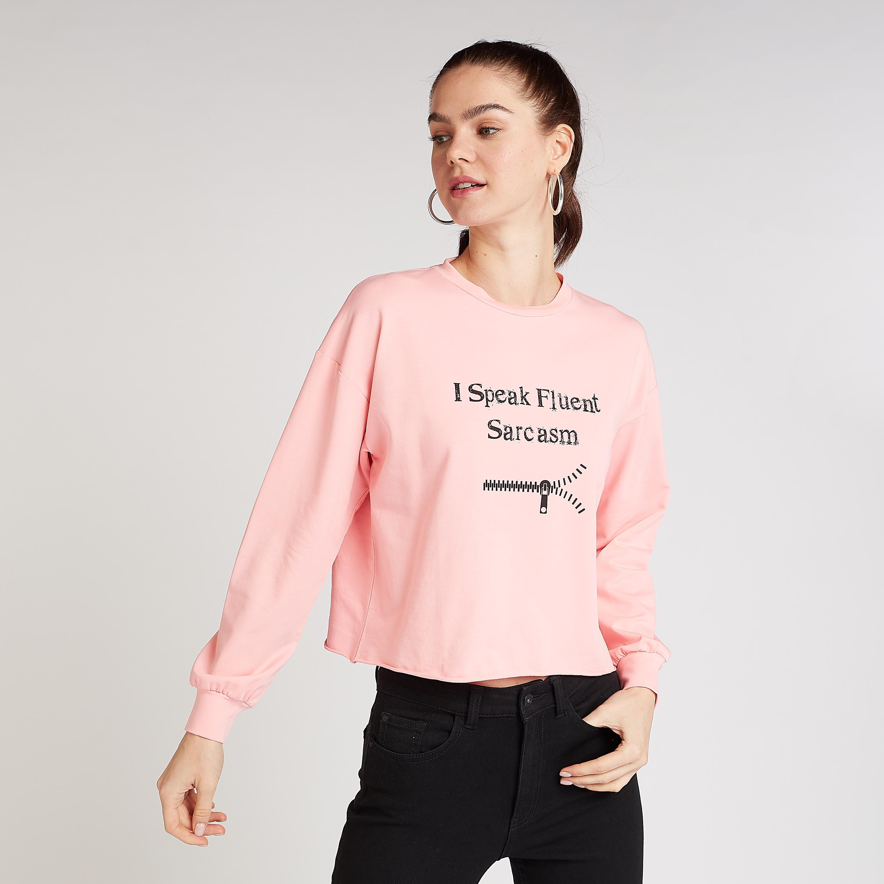 سويت شيرت مستدام بياقة ضيّقة وأكمام طويلة وطبعات-women-winterwear-hoodiesandsweatshirts-sweatshirts-image-1
