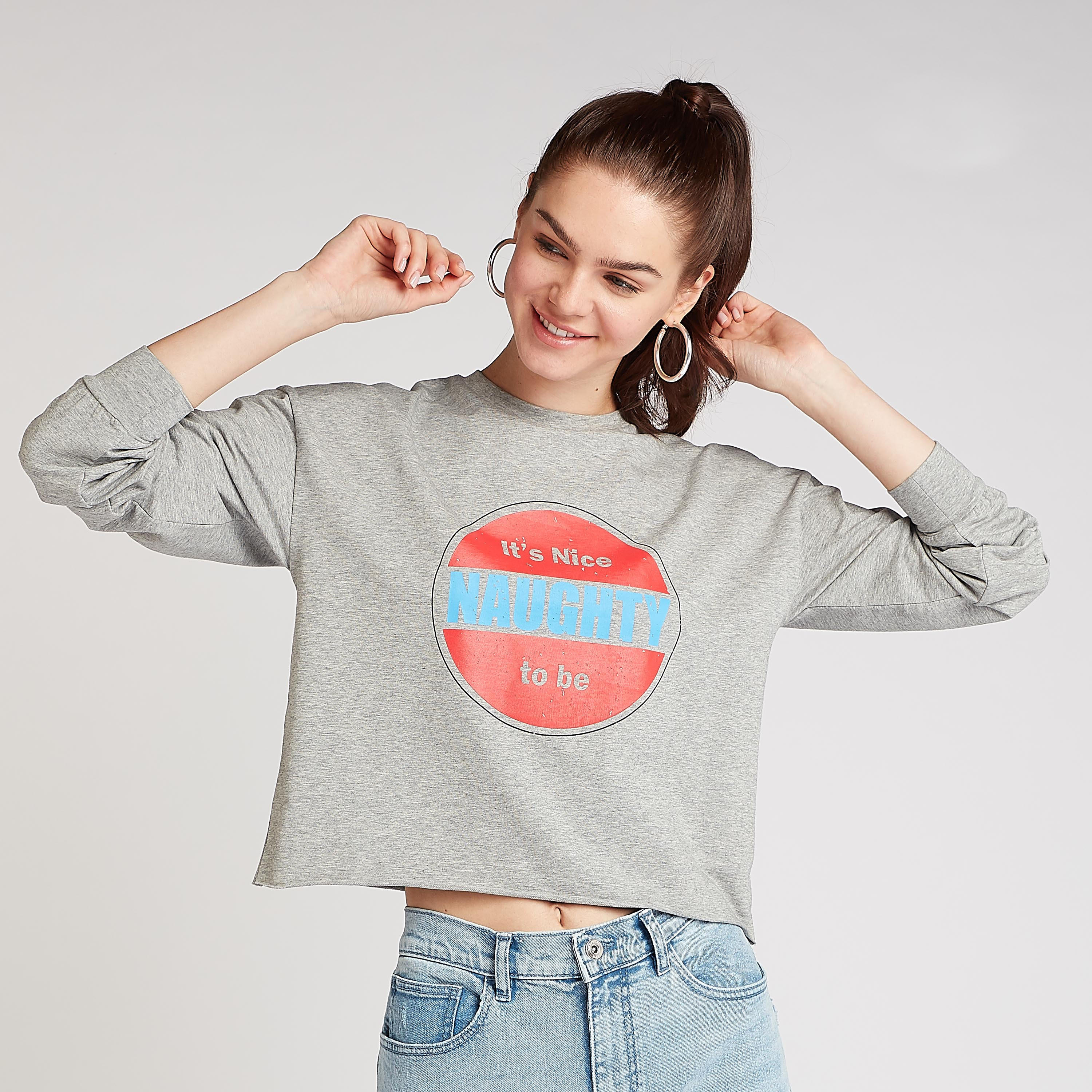 Printed Crew Neck Sweatshirt with Long Sleeves-women-winterwear-hoodiesandsweatshirts-sweatshirts-image-5