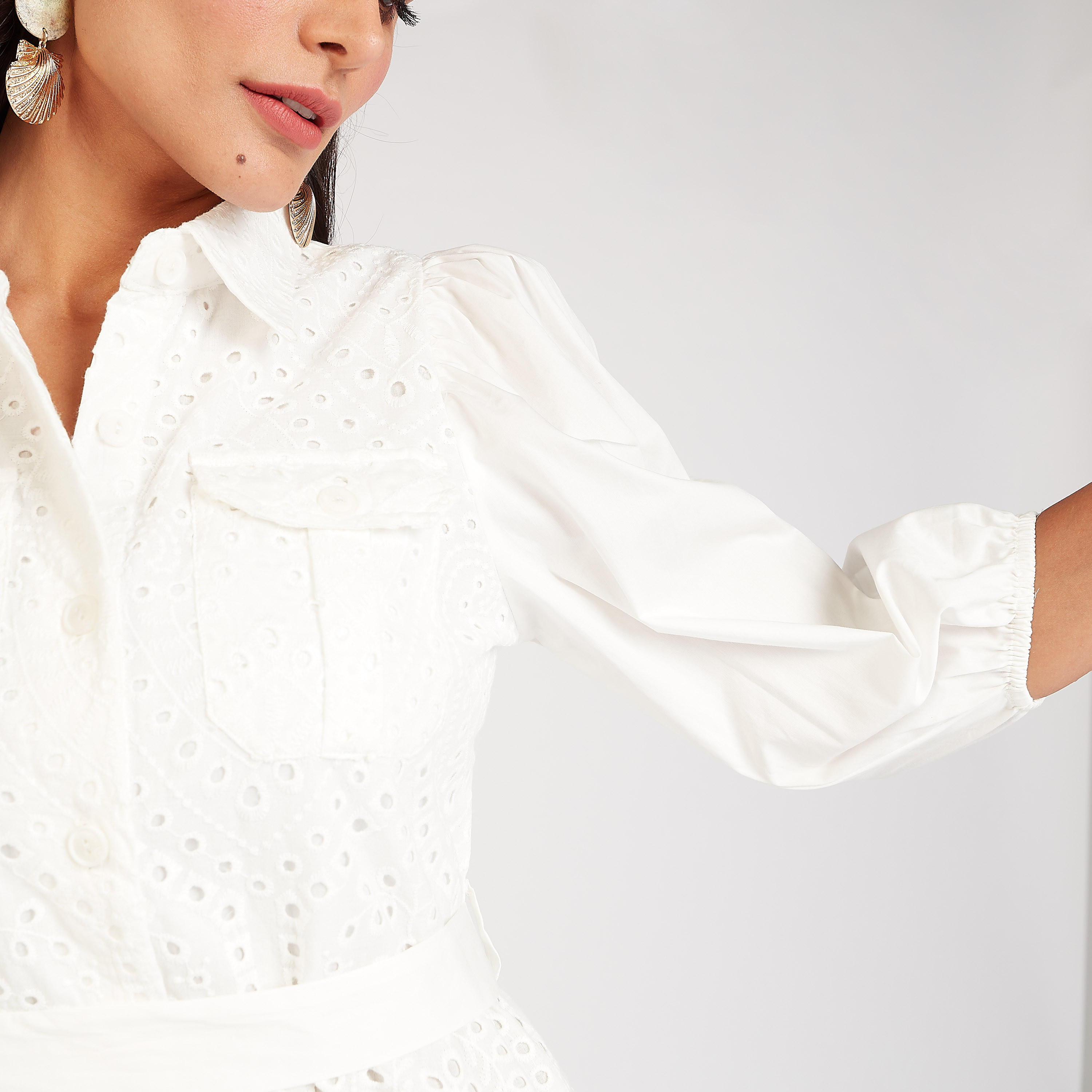 فستان شيفلي قميص ميدي بياقة عادية وأكمام  3/4-women-clothing-dresses-image-5