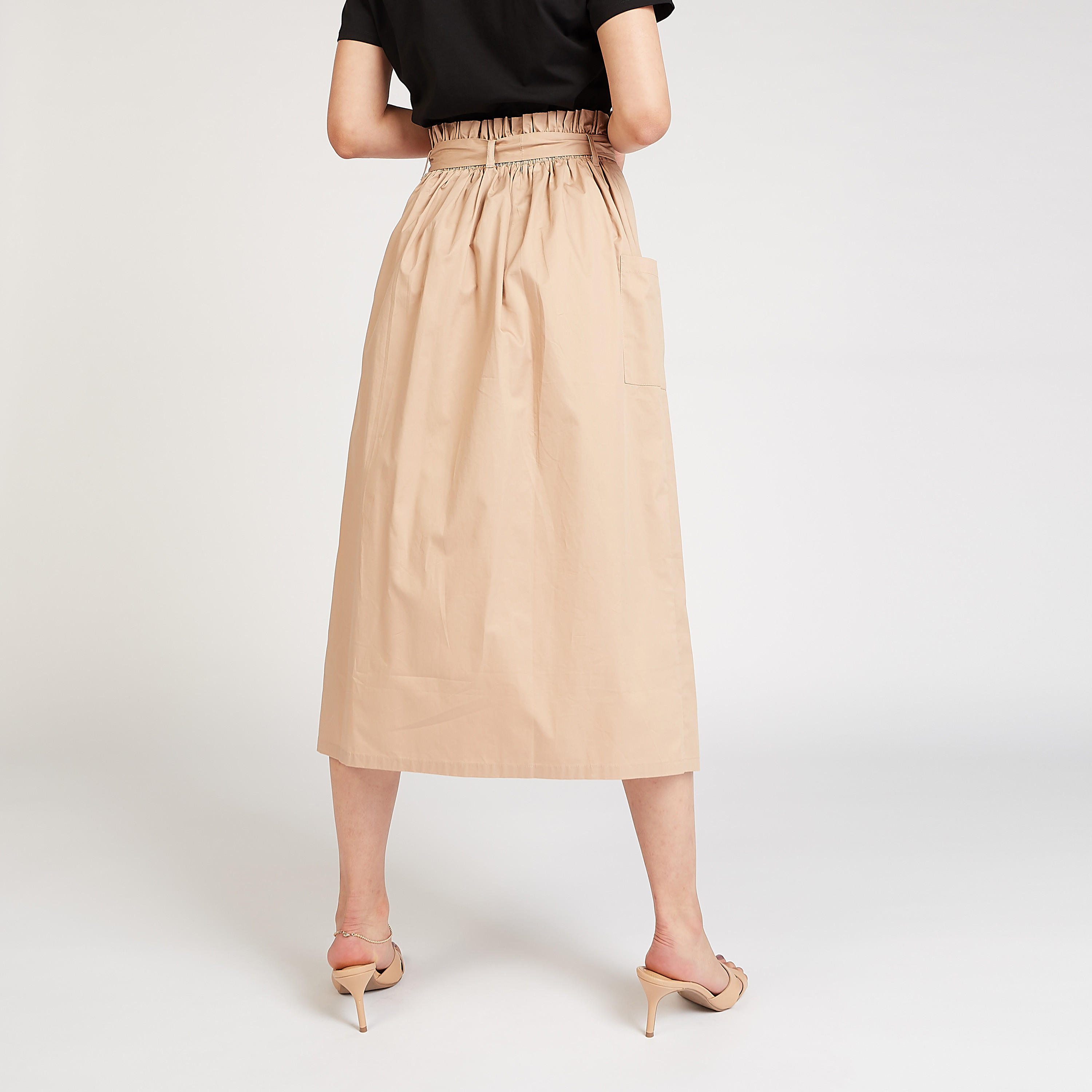 تنّورة مستدامة إيه لاين ميدي سادة بجيوب وأربطة-women-clothing-bottoms-skirts-image-4