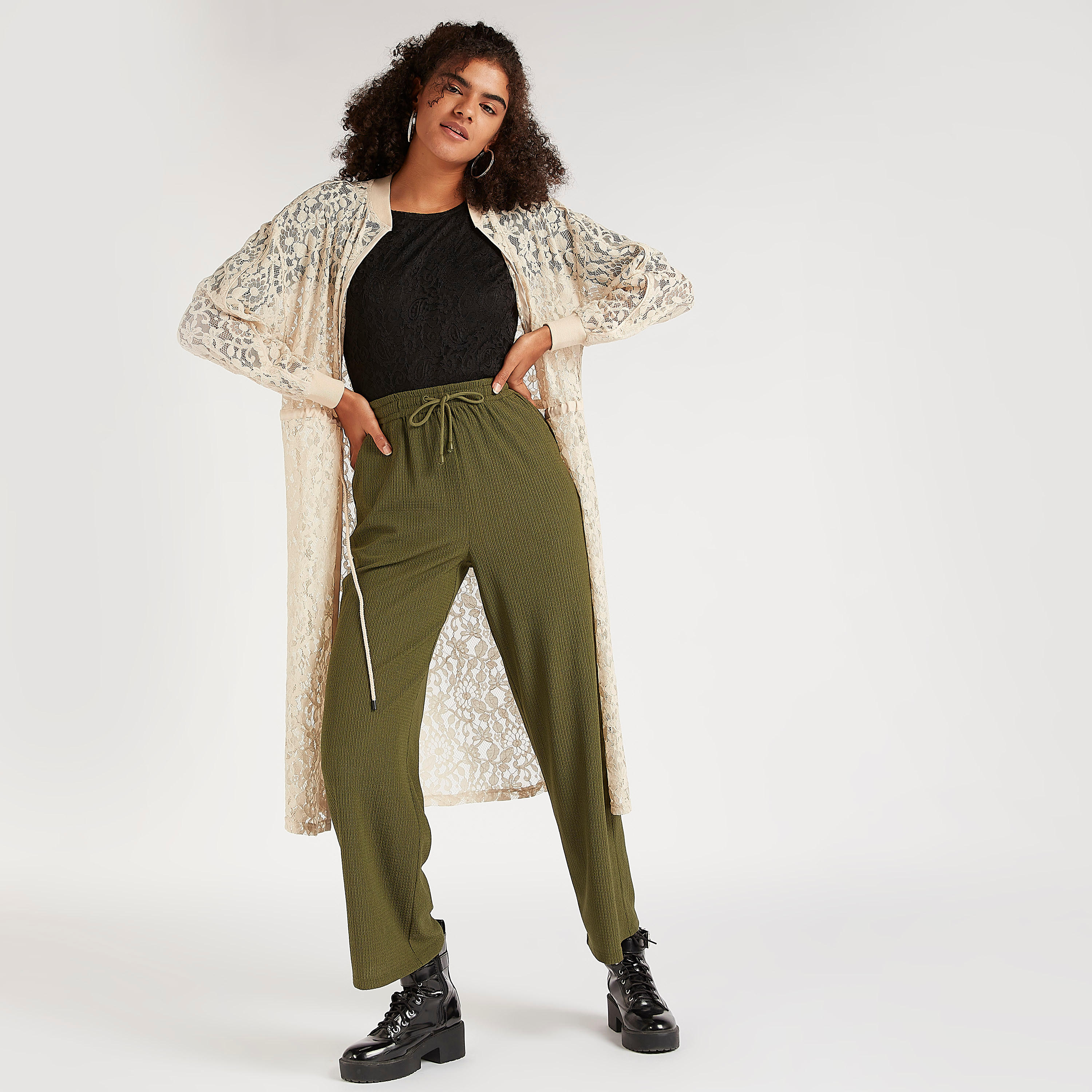 جاكيت طويل دانتيل بأكمام طويلة وأربطة على الخصر-women-winterwear-coatsandjackets-jackets-image-2