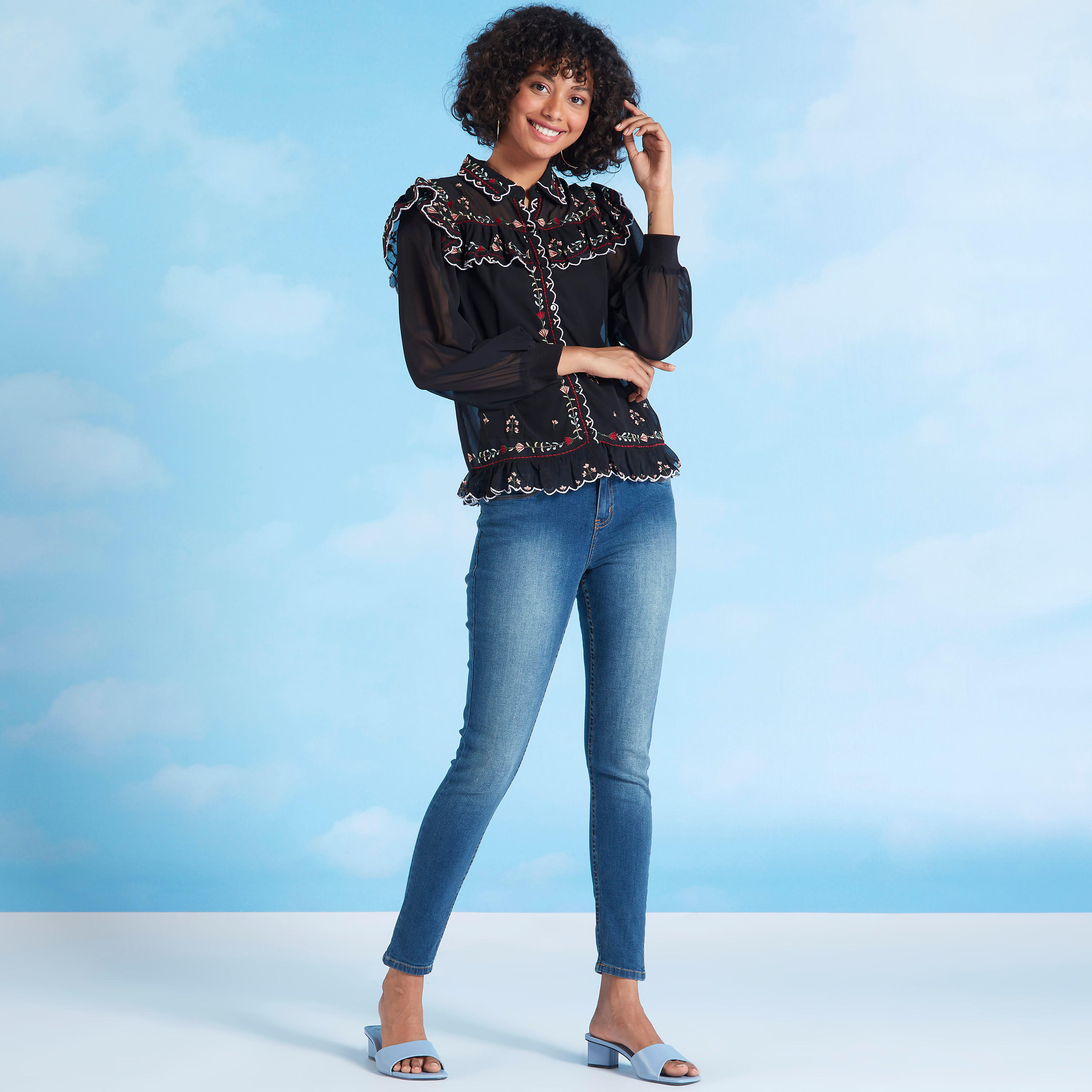Embroidered Top with Spread Collar and Bishop Sleeves-women-clothing-shirtsandblouses-blouses-image-2