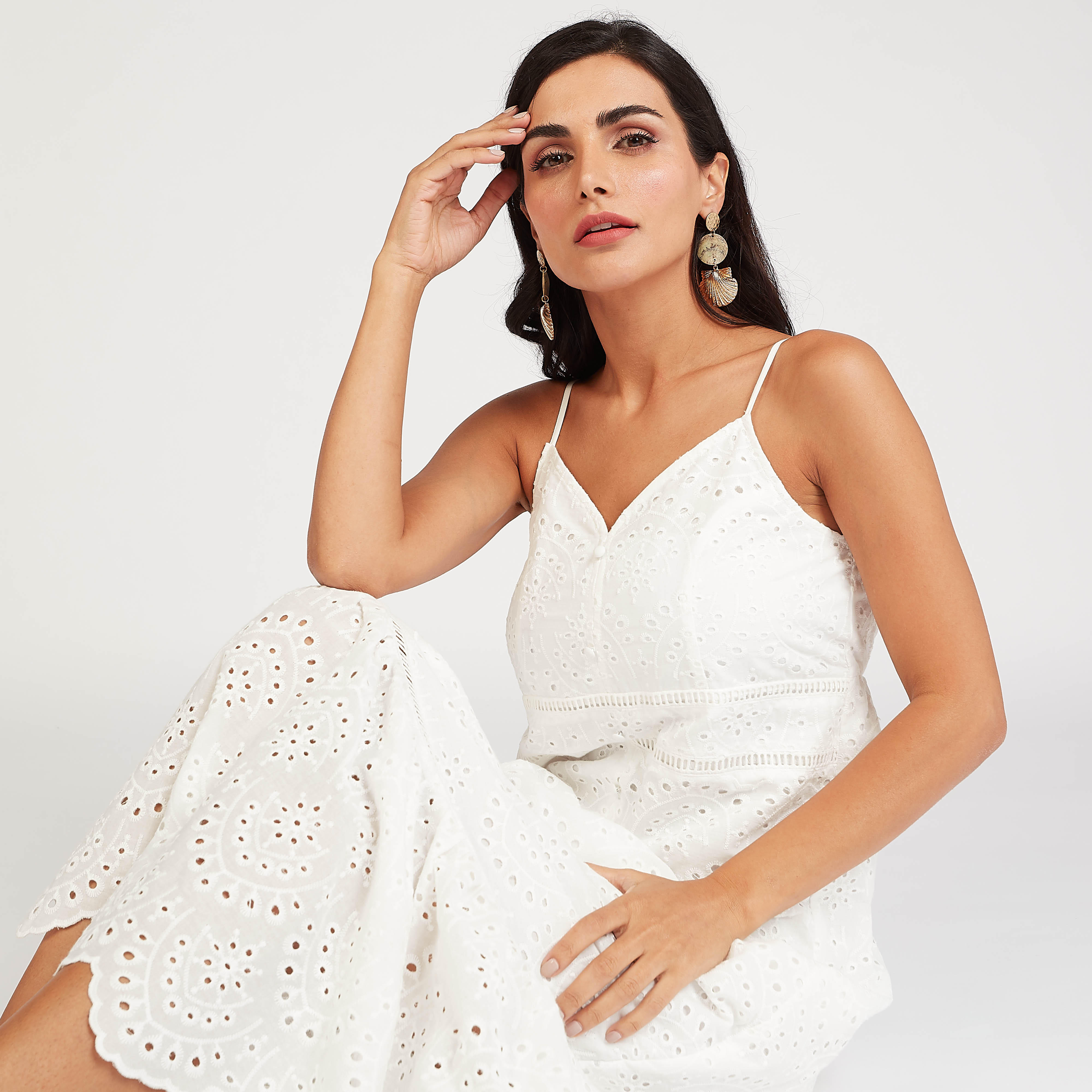 فستان طويل إيه لاين بتطريز شيفلي وأكمام حزام-women-clothing-dresses-image-3