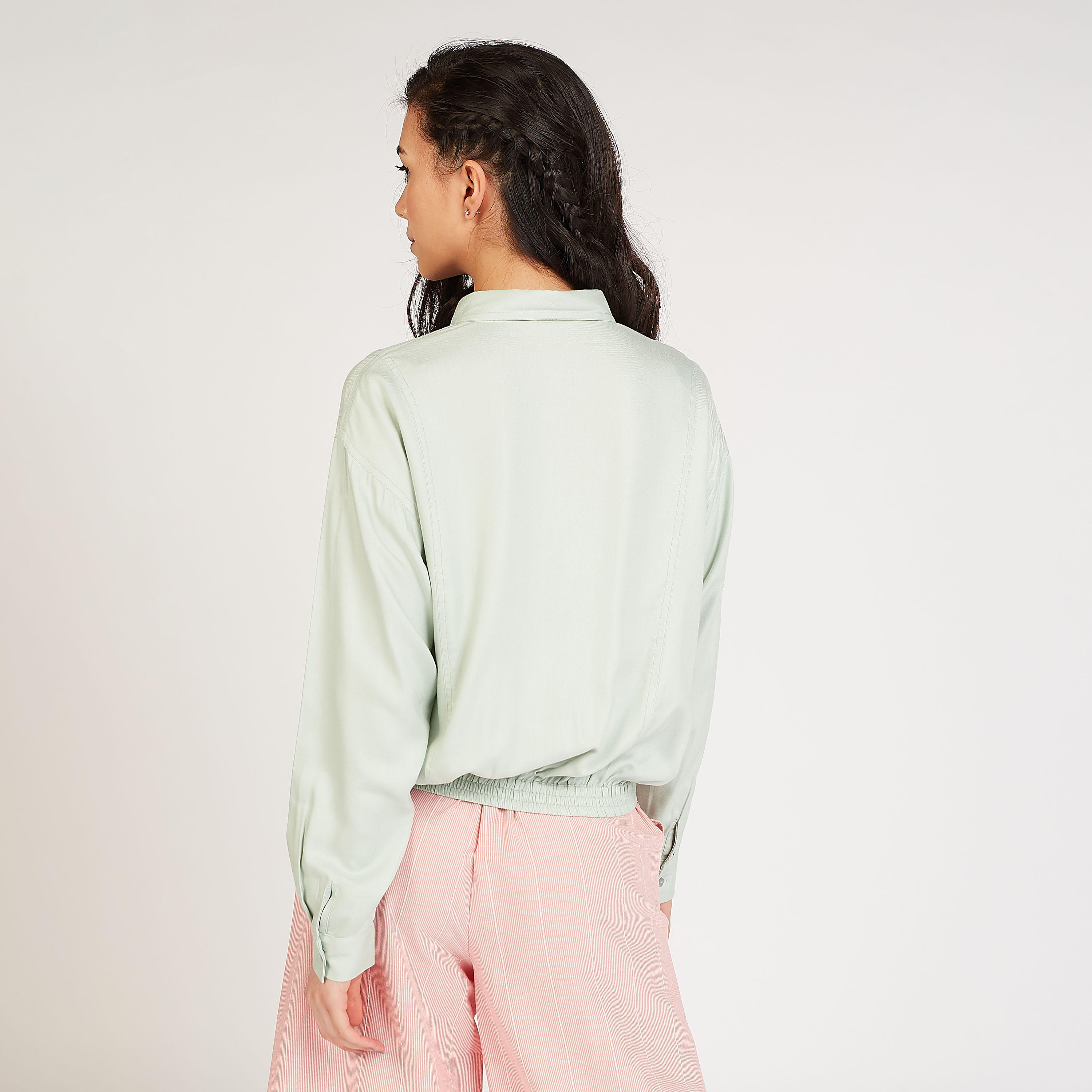 قميص مستدام سادة بأكمام طويلة وأربطة-women-clothing-shirtsandblouses-shirts-image-4