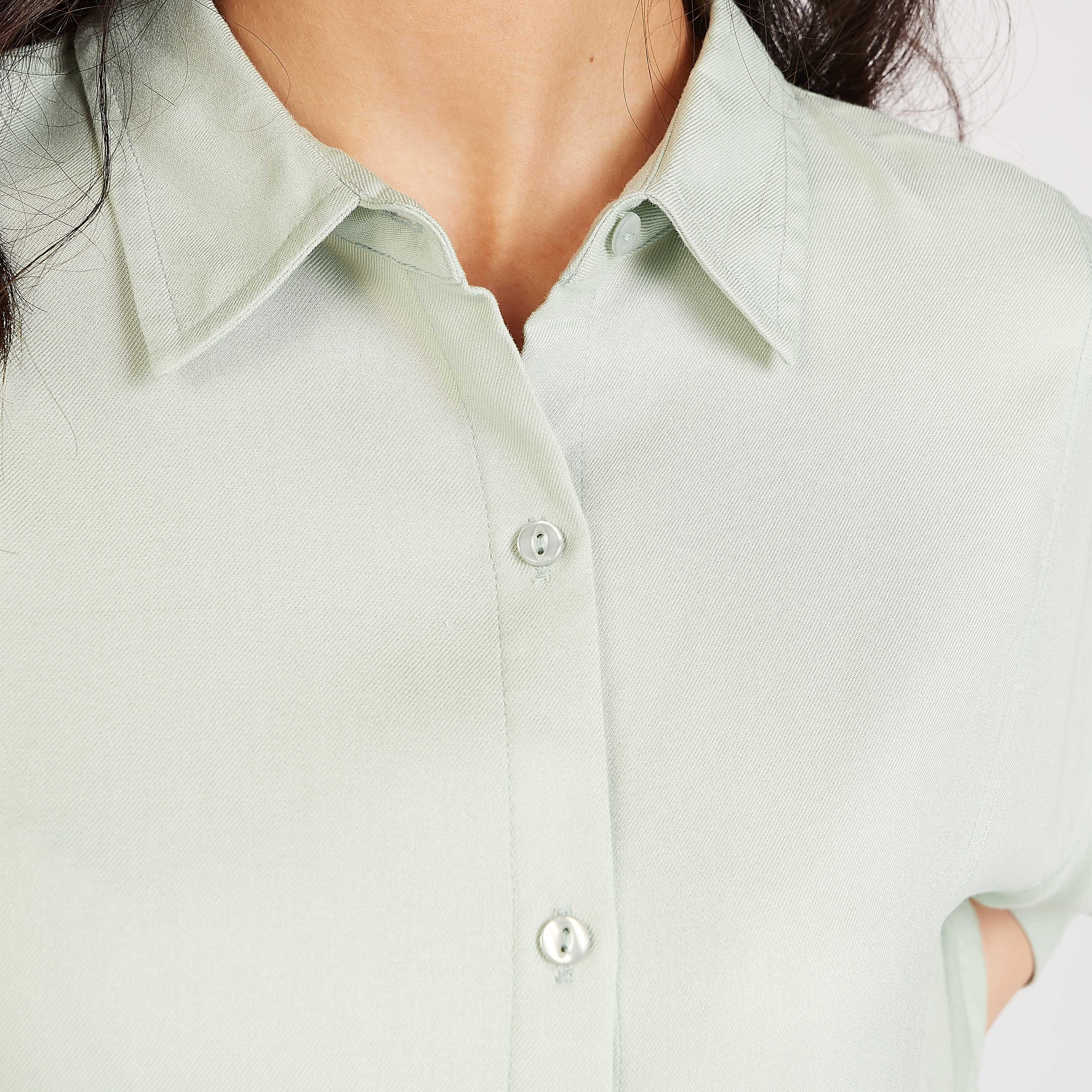 قميص مستدام سادة بأكمام طويلة وأربطة-women-clothing-shirtsandblouses-shirts-image-5