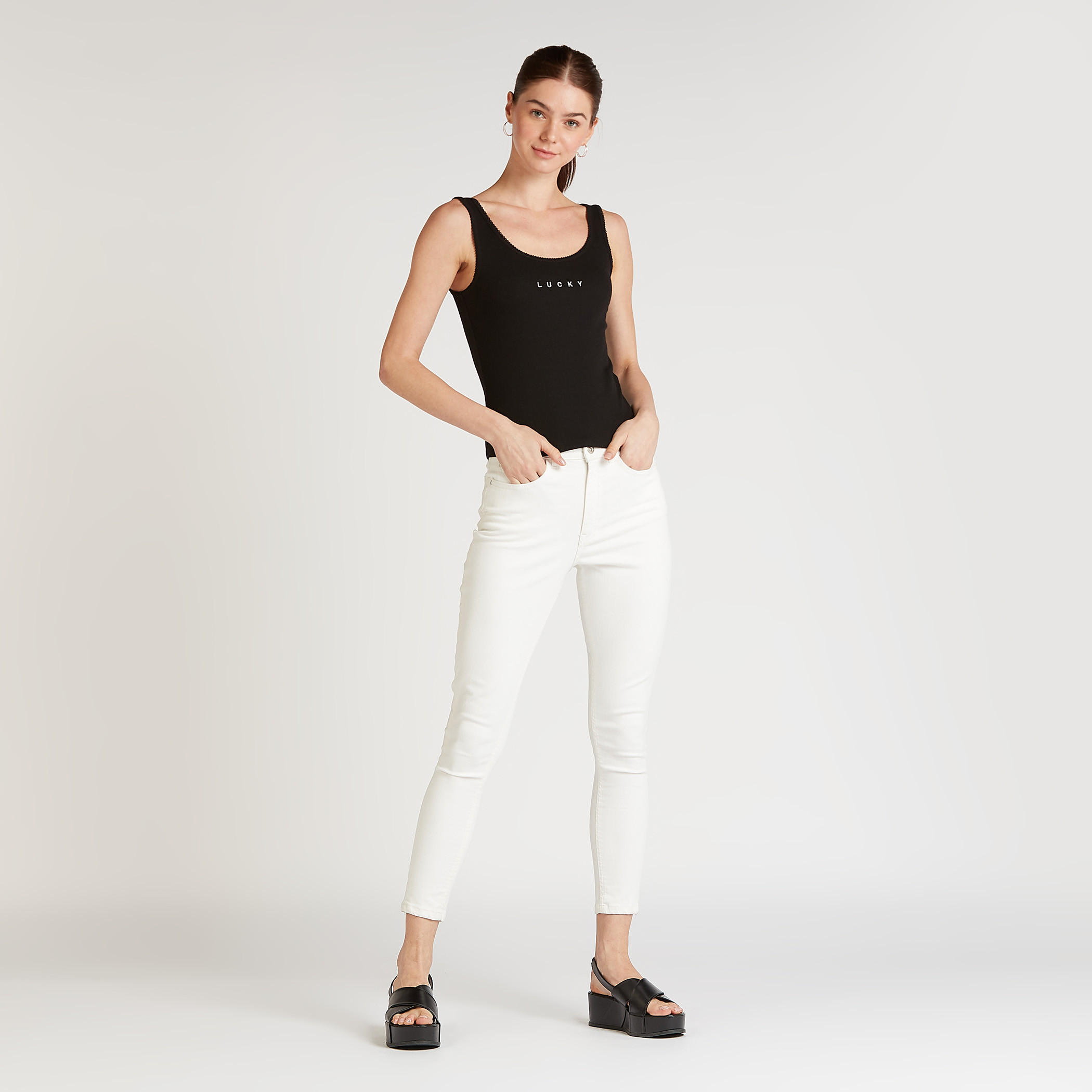 تيشيرت دون أكمام سليم فيت بارز الملمس بياقة عميقة-women-clothing-tshirts-image-2
